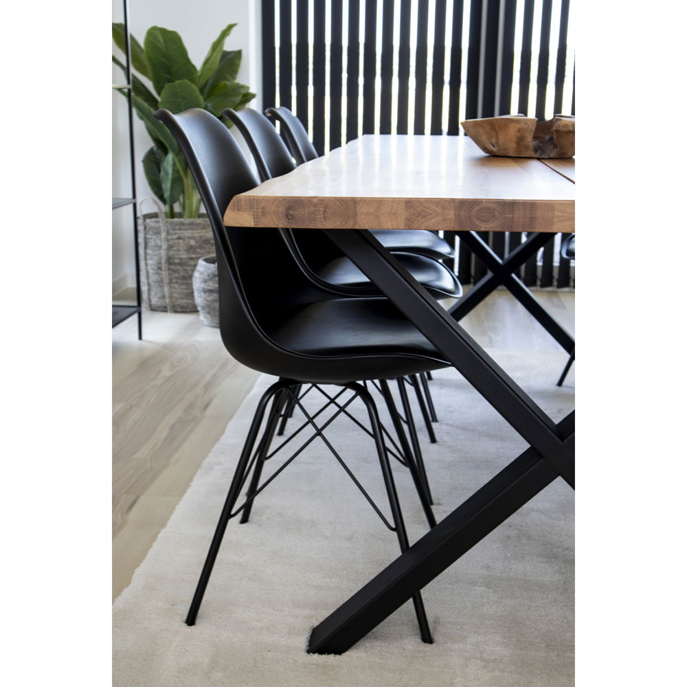 Oslo Esszimmerstuhl 2er Set – Schwarzer Stuhl aus PU-Leder mit Metallbeinen, 55 × 48 × 84 cm - Set aus 2 Stühlen