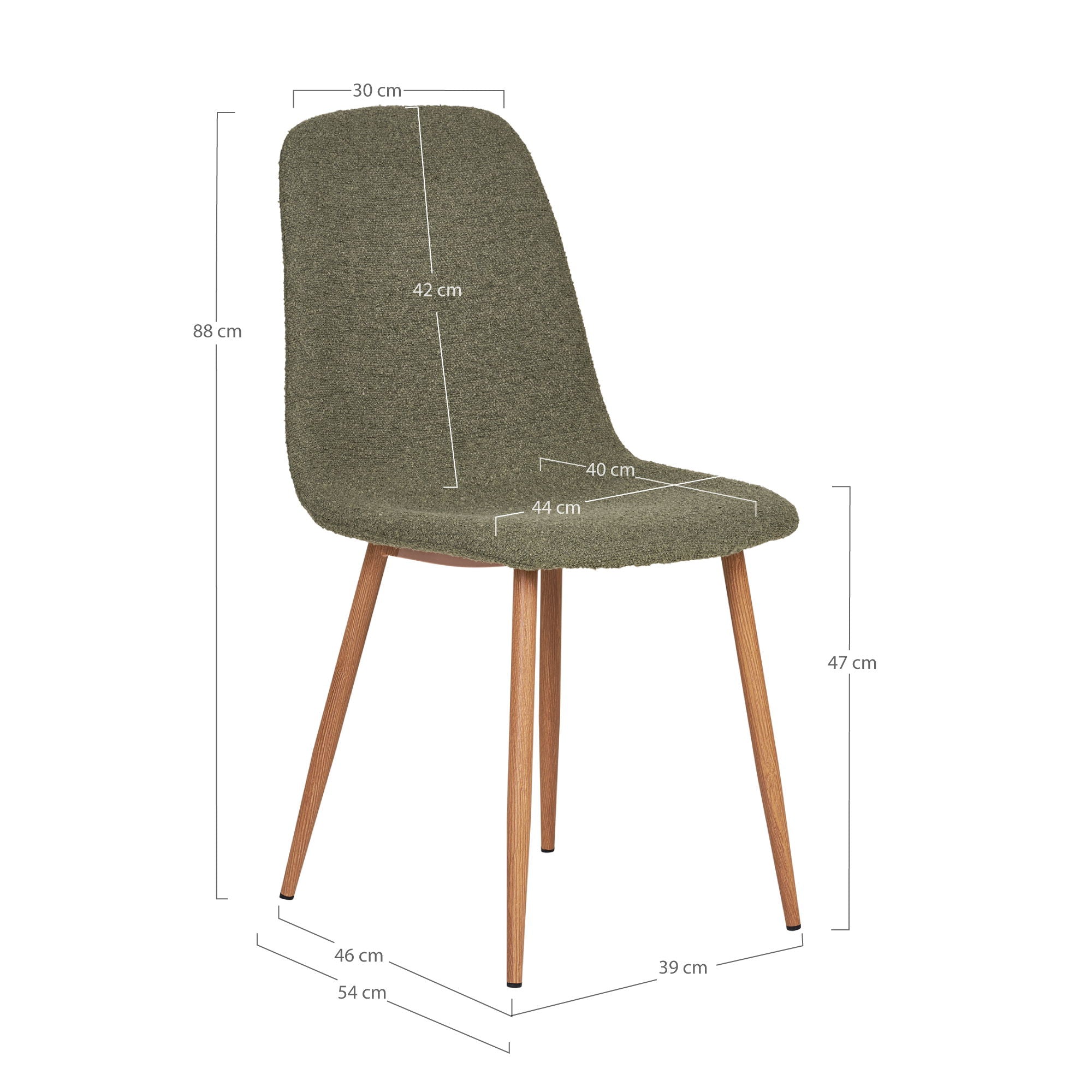 Stockholm Esszimmerstuhl 2er Set – Bouclé-Stuhl, 54 × 44 × 88 cm - Set aus 2 Stühlen
