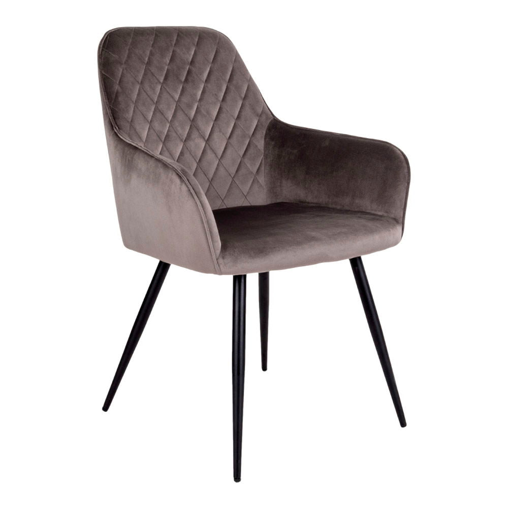 Harbo Esszimmerstuhl 2er Set – Samt, schwarz, schwarze Beine, 65 × 57 × 87 cm