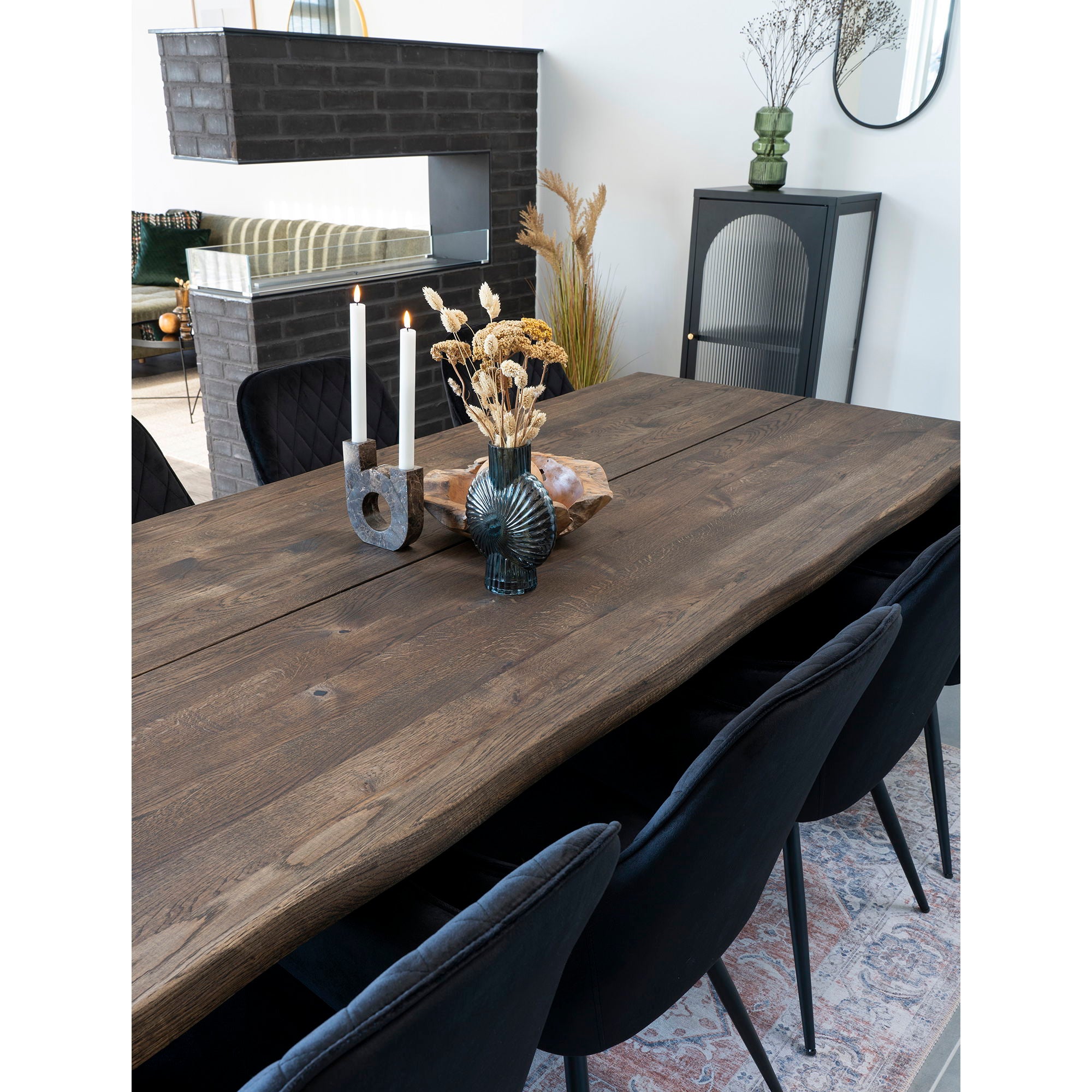 Harbo Esszimmerstuhl 2er Set – Samt, schwarz, schwarze Beine, 65 × 57 × 87 cm