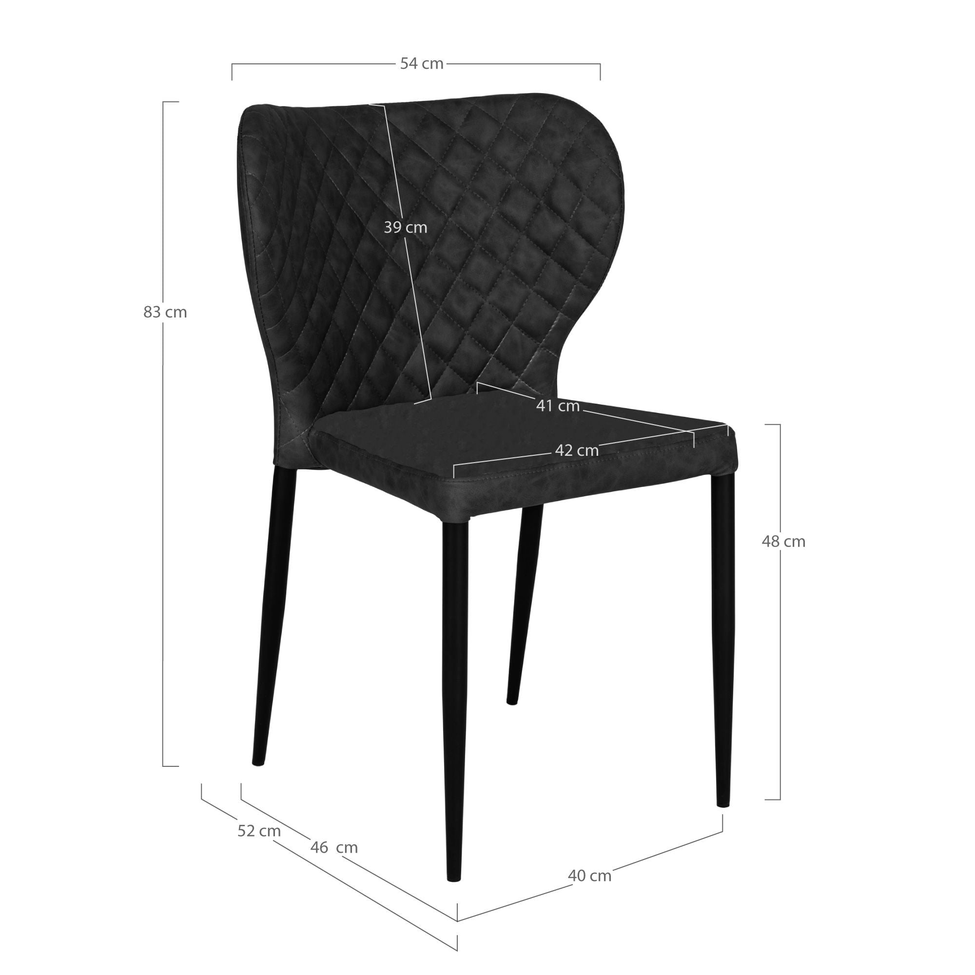 Pisa Esszimmerstuhl 2er Set – moderner Stuhl mit PU-Lederbezug, 52x54x83 cm