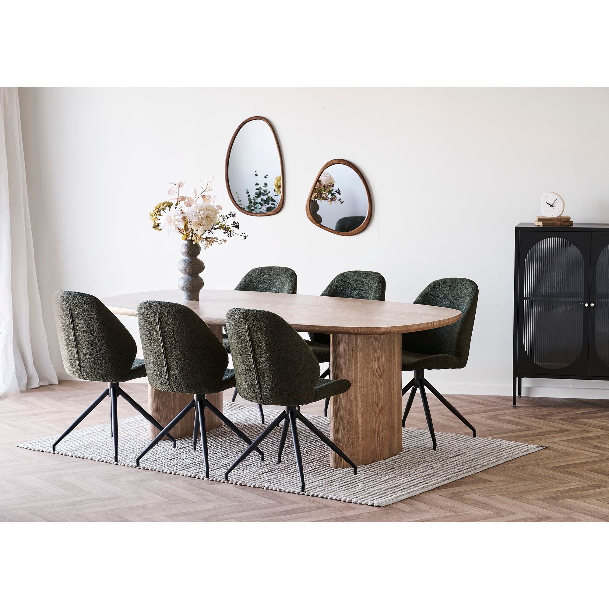 Monte Carlo Esszimmerstuhl 2er Set – Drehbarer Bouclé-Stuhl, 50×60×88 cm