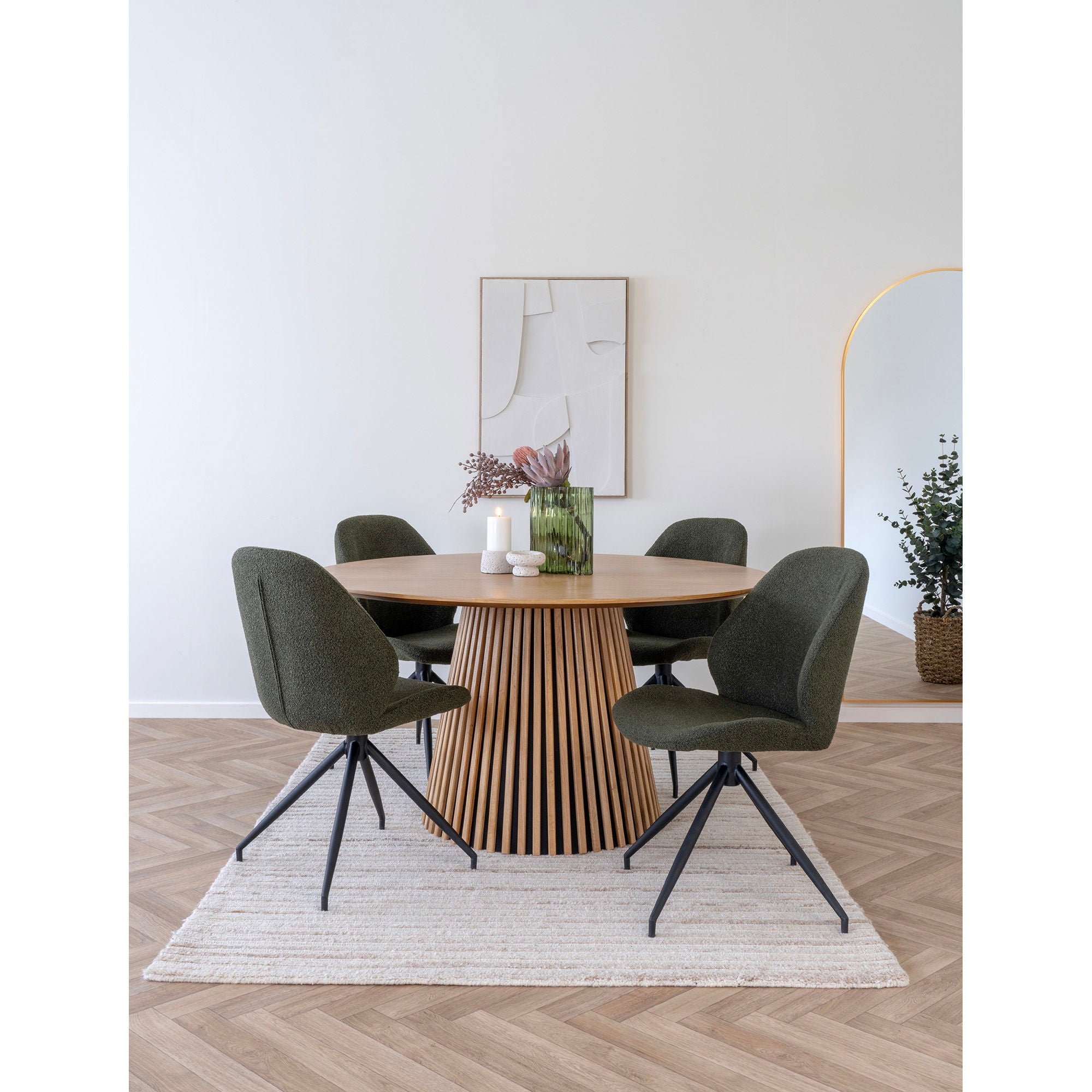 Monte Carlo Esszimmerstuhl 2er Set – Drehbarer Bouclé-Stuhl, 50×60×88 cm