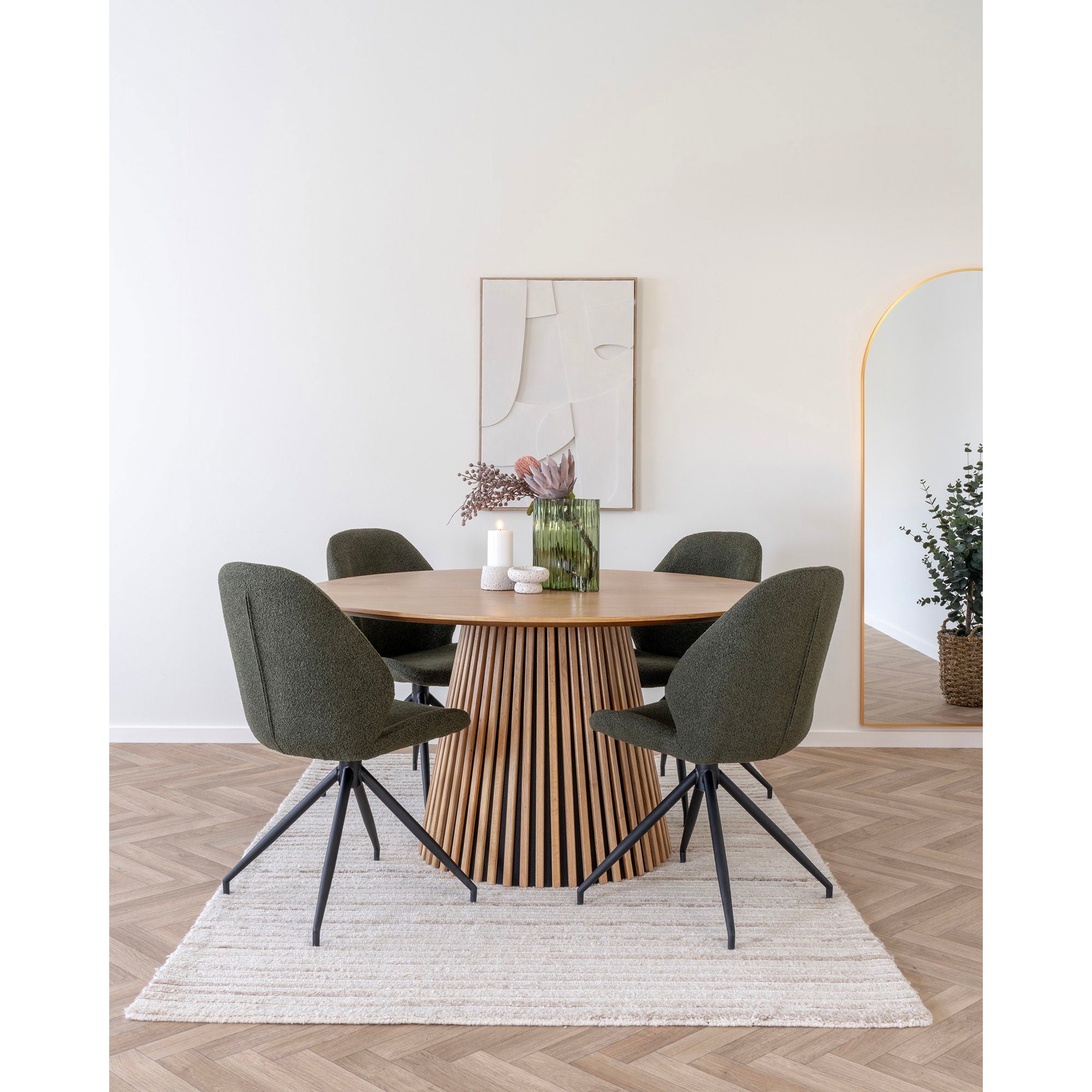 Monte Carlo Esszimmerstuhl 2er Set – Drehbarer Bouclé-Stuhl, 50×60×88 cm