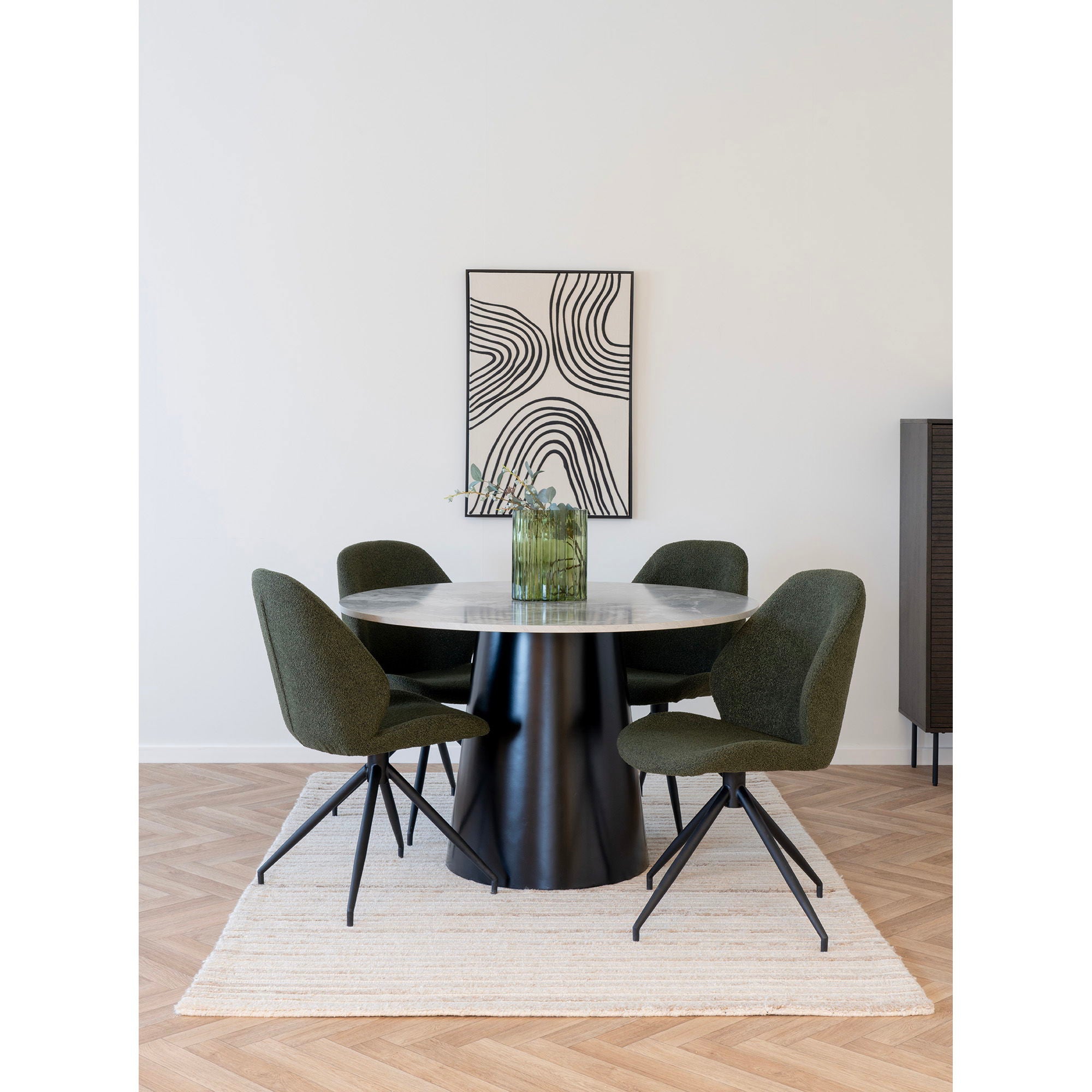 Monte Carlo Esszimmerstuhl 2er Set – Drehbarer Bouclé-Stuhl, 50×60×88 cm