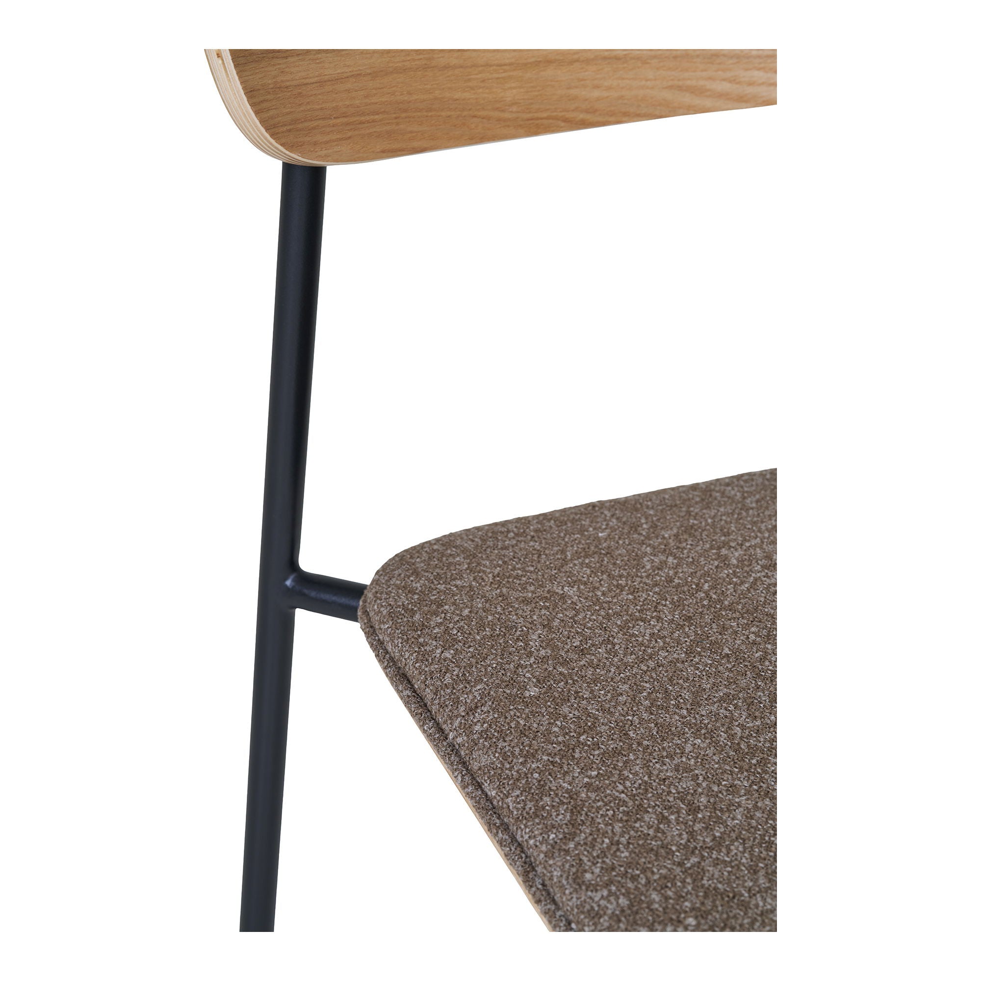 Estepona Esszimmerstuhl 2er Set – Stuhl mit Holzrückenlehne, braunem Sitz und schwarzen Beinen, 47×51×77 cm