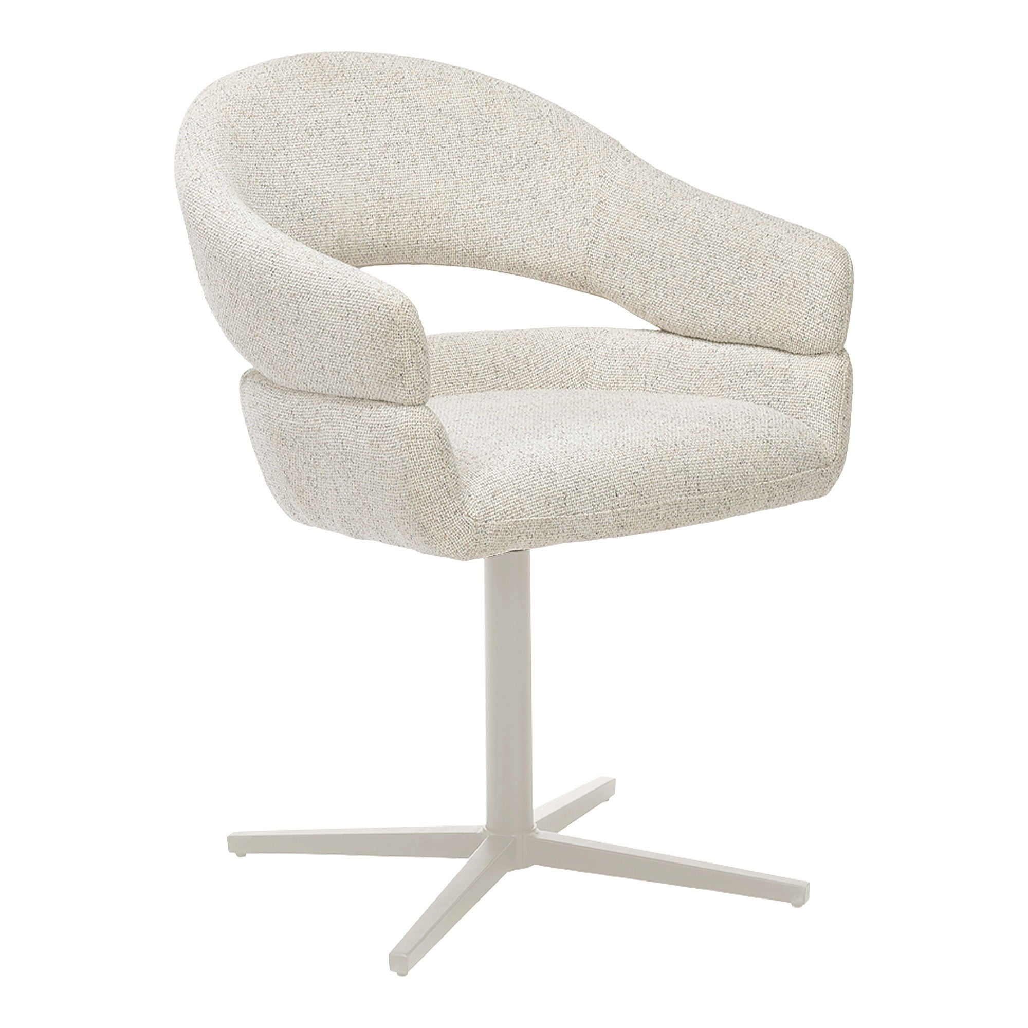 Dover Esszimmerstuhl 2er Set – Drehbarer Polsterstuhl in Beige Melange mit grauem Gestell, 58×60×87 cm