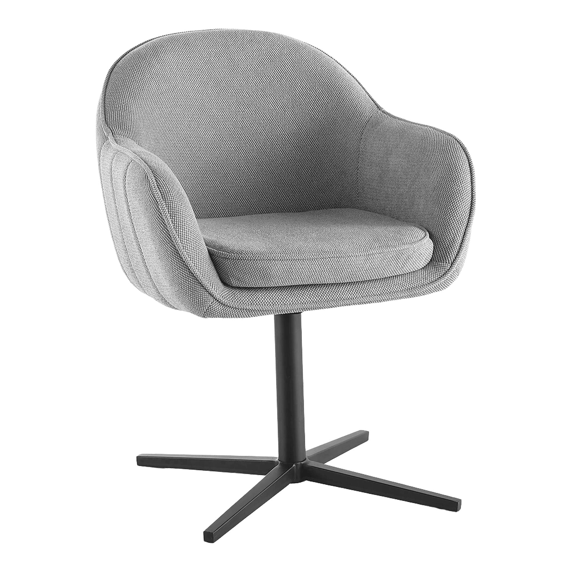 Tamera Esszimmerstuhl 2er Set – Drehbarer Polsterstuhl in Hellgrau mit schwarzen Beinen, 60×63×81,5 cm