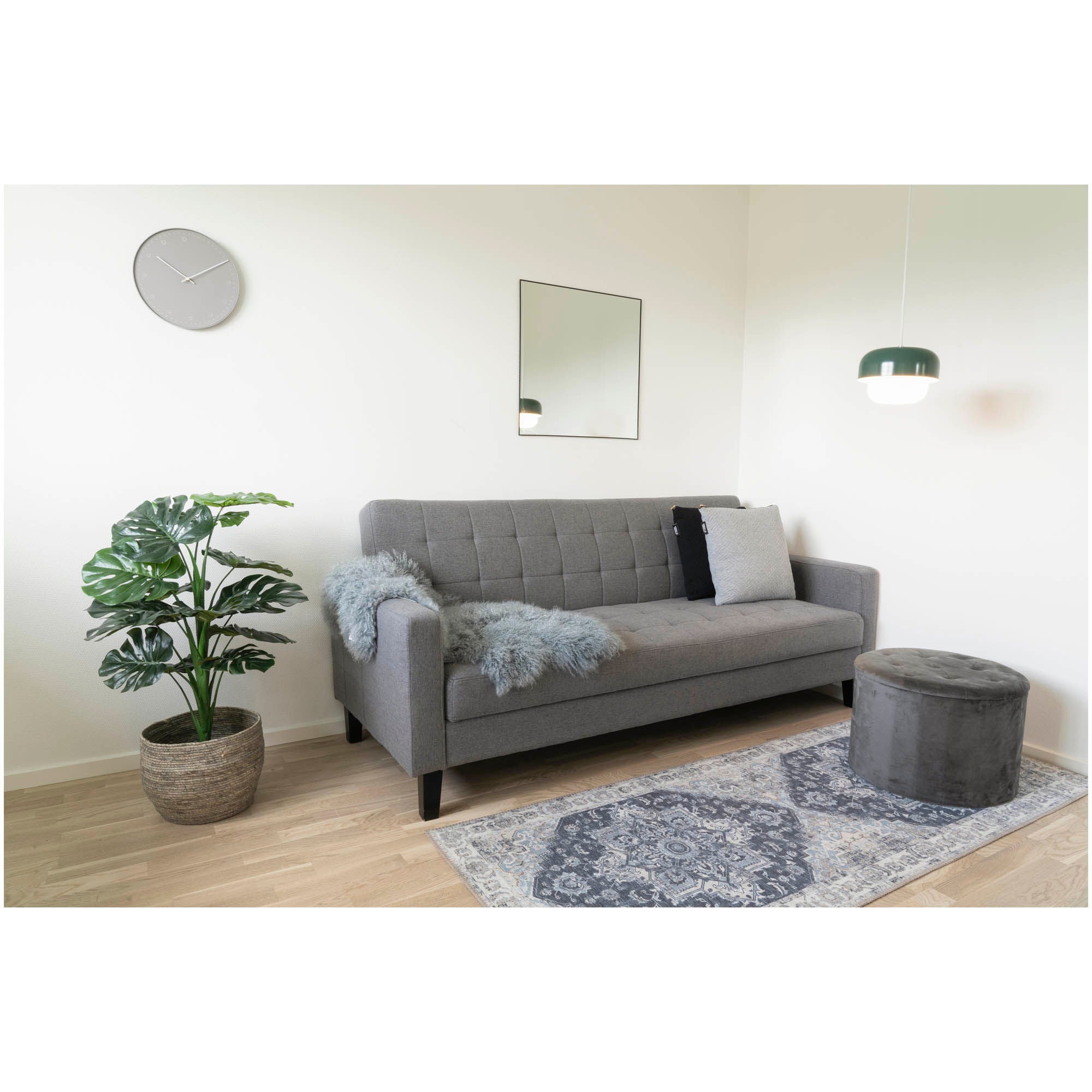 Milton – Sofa mit Bettfunktion und Stauraum, dunkelgrau, schwarze Beine, 204×85–109×81 cm