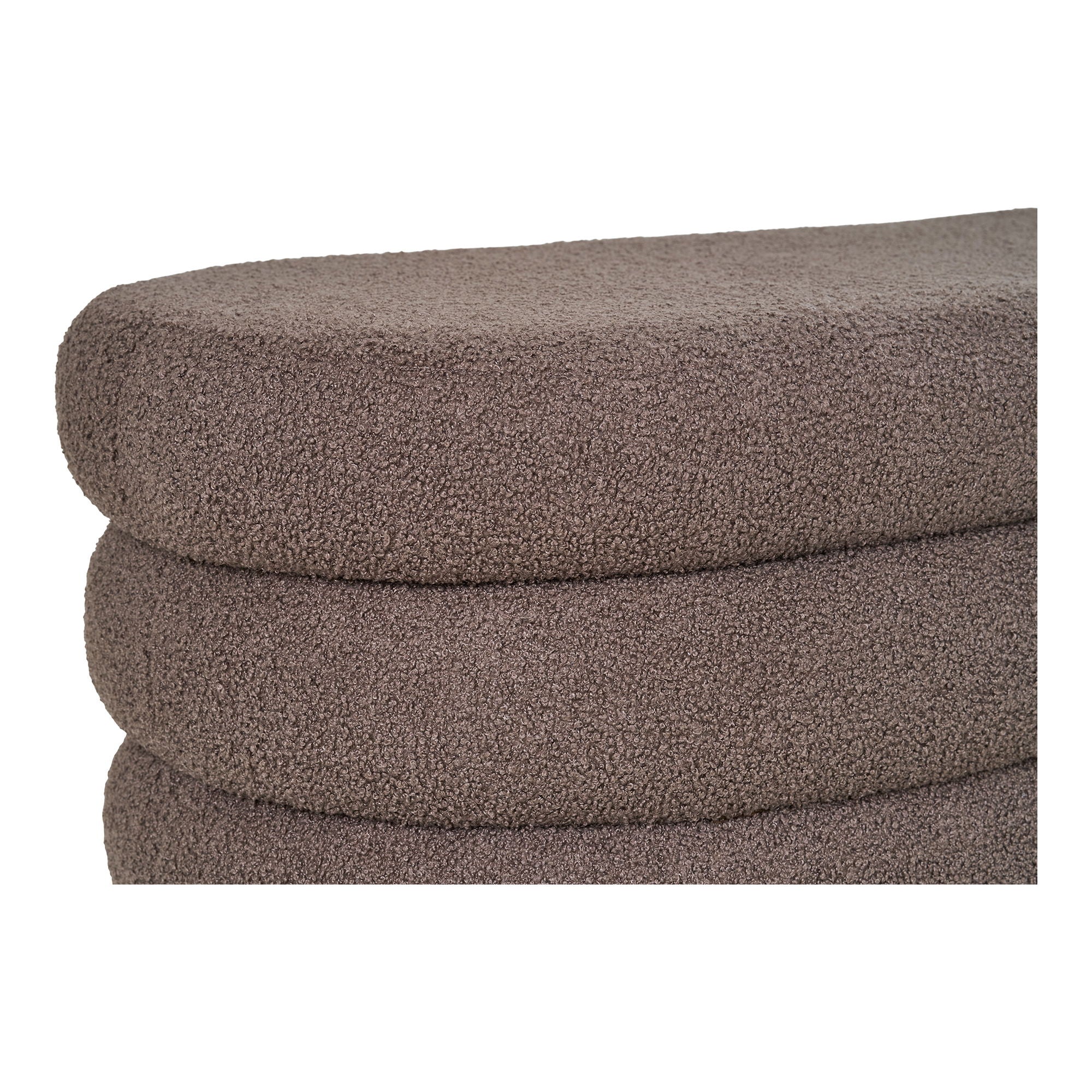 Dartford – Sitzbank, Bouclé Stoff, mit Stauraum, Braun, 103×45×44 cm