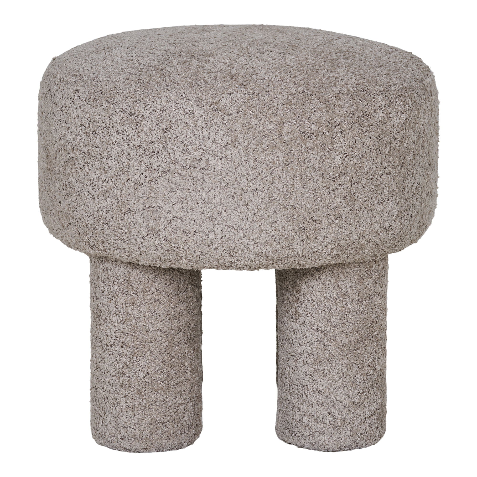 Canberra – Hocker in Hellgrau, gepolstert, Ø43×43 cm