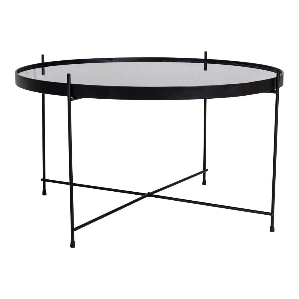 Venezia – Couchtisch aus schwarzem Stahl und Glas Ø70×40 cm