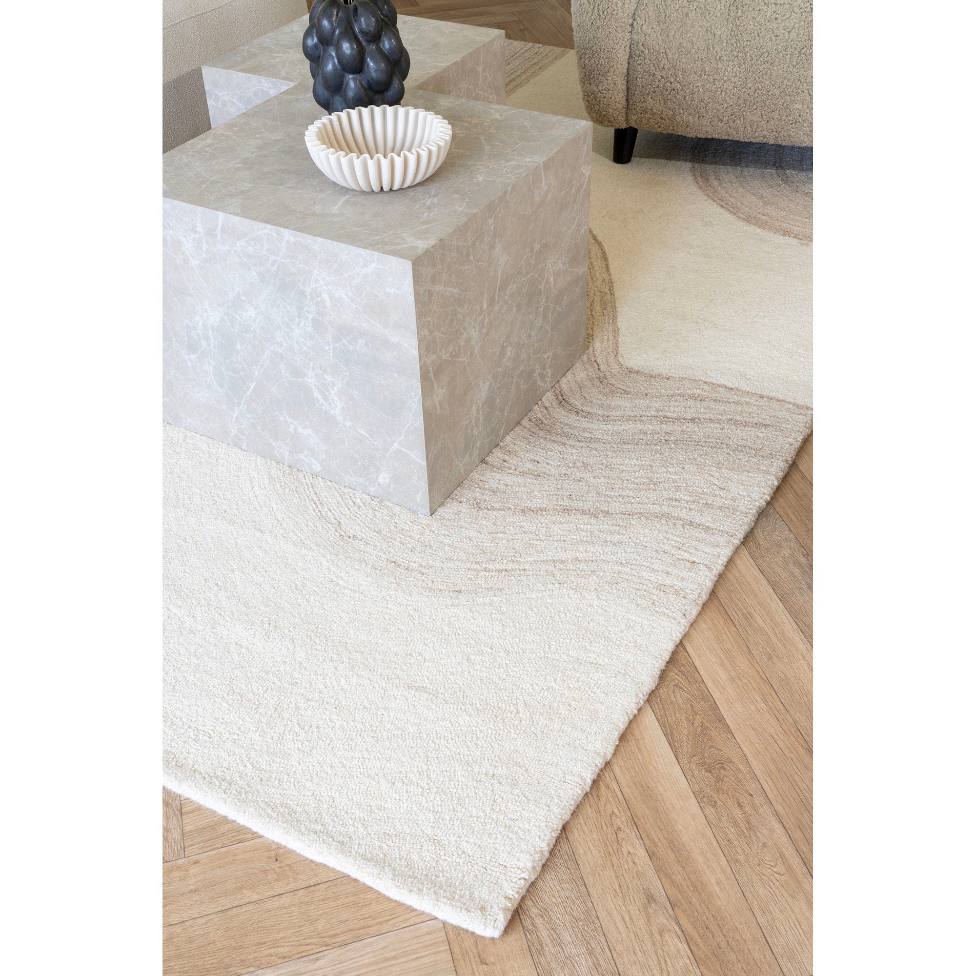 Prague – Couchtisch-Set, Marmoroptik, beige, 2er Set