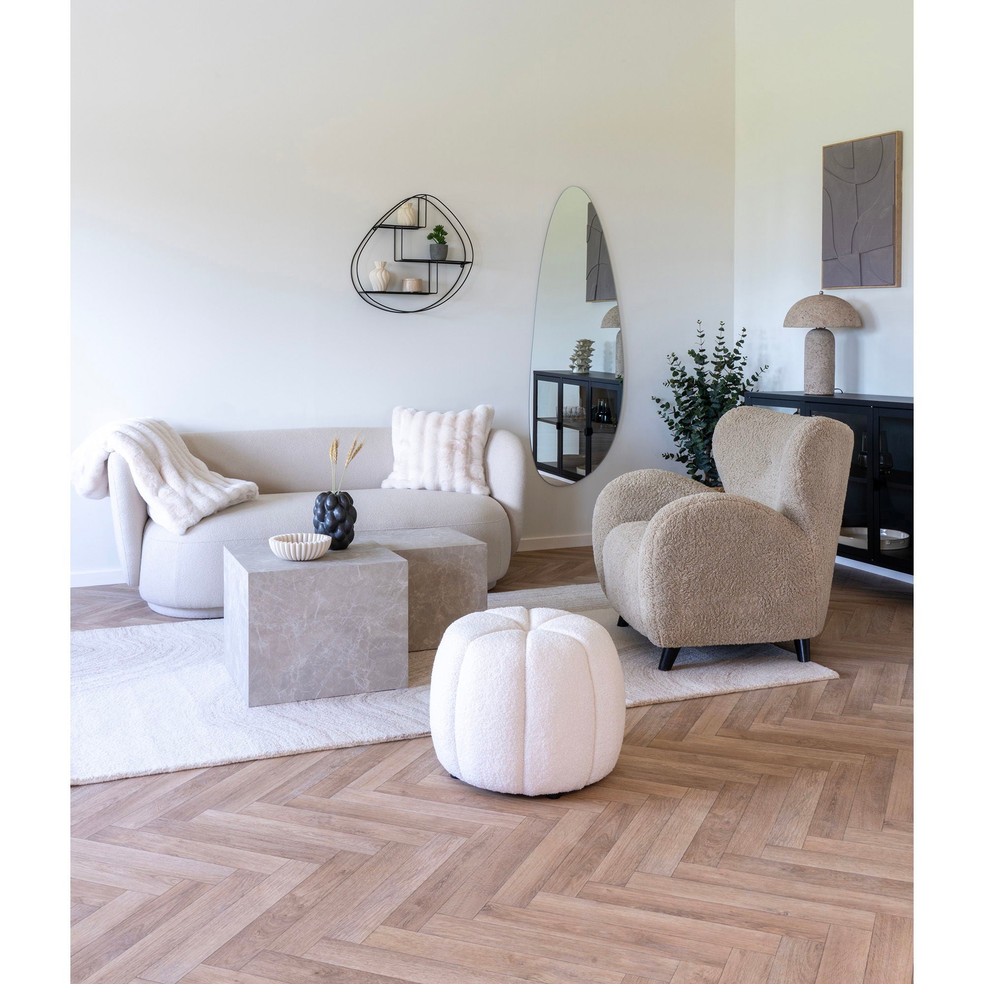 Prague – Couchtisch-Set, Marmoroptik, beige, 2er Set