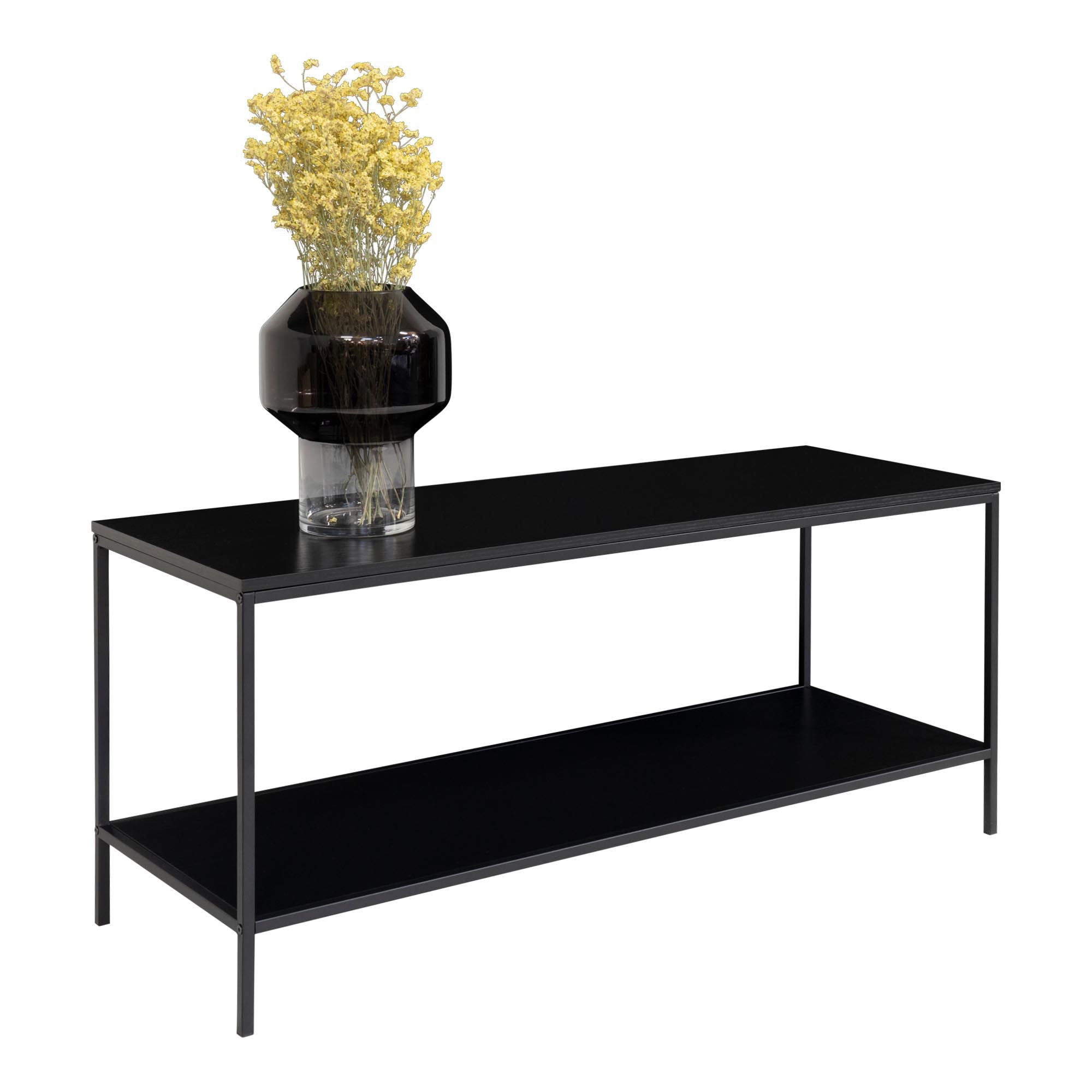 Vita – TV-Regal mit 2 Ablagen, Stahl & Holzoptik, 100 × 36 × 45 cm