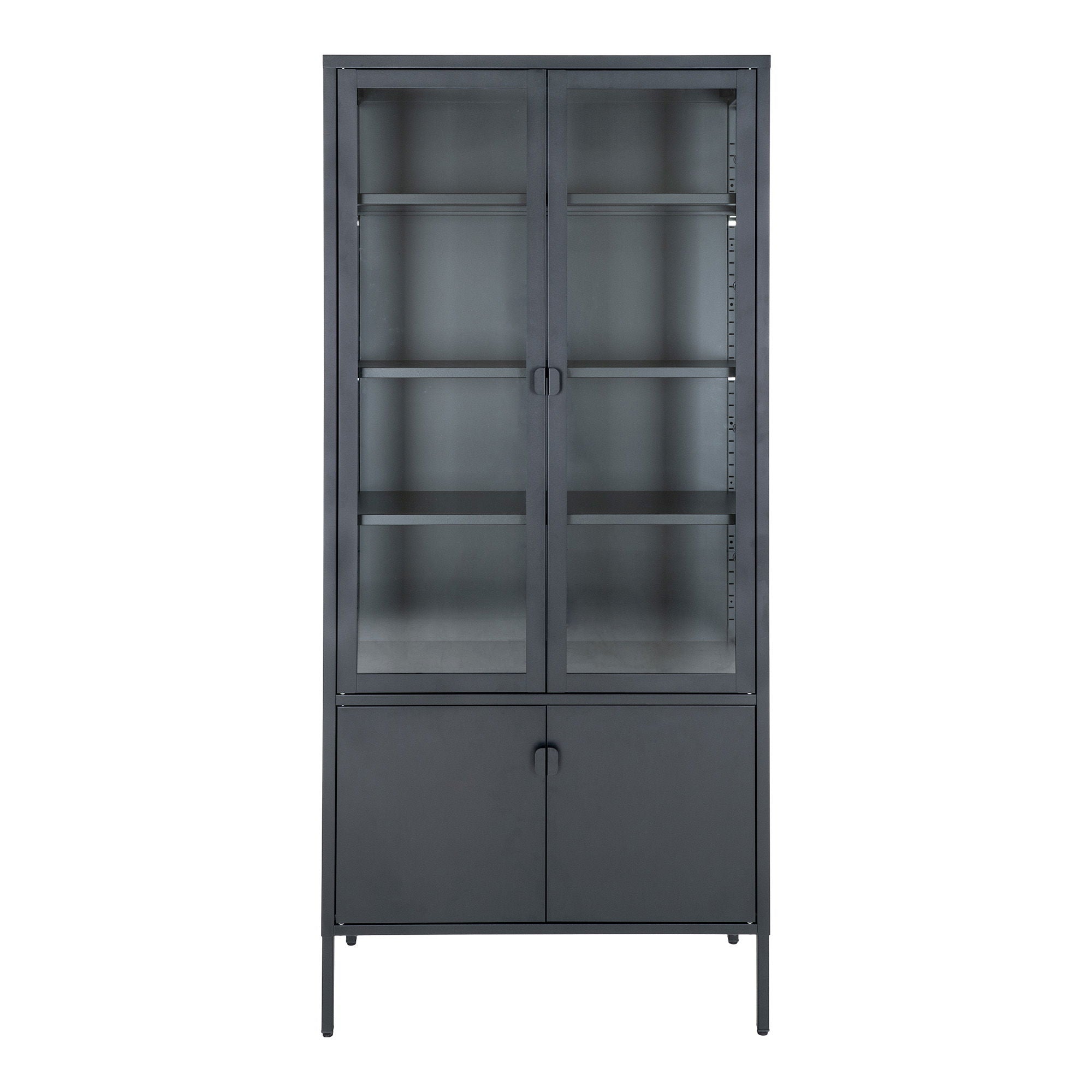Brisbane Vitrine – 4 Türen, Stahl & Glas, 80 × 35 × 180 cm