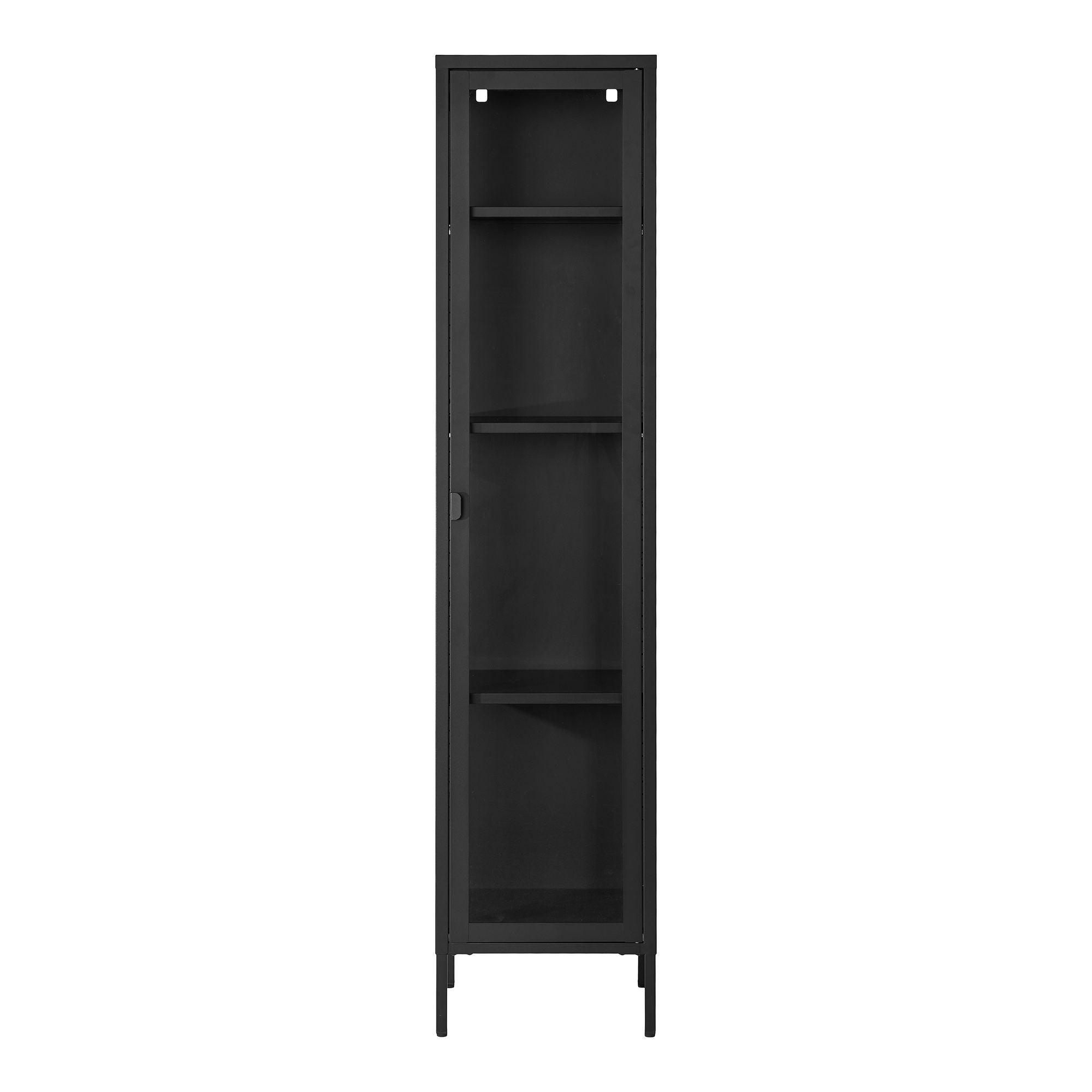 Brisbane Slim Vitrine – Schmaler Vitrinenschrank mit Glastür, Stahl & Glas, 40 × 35 × 180 cm