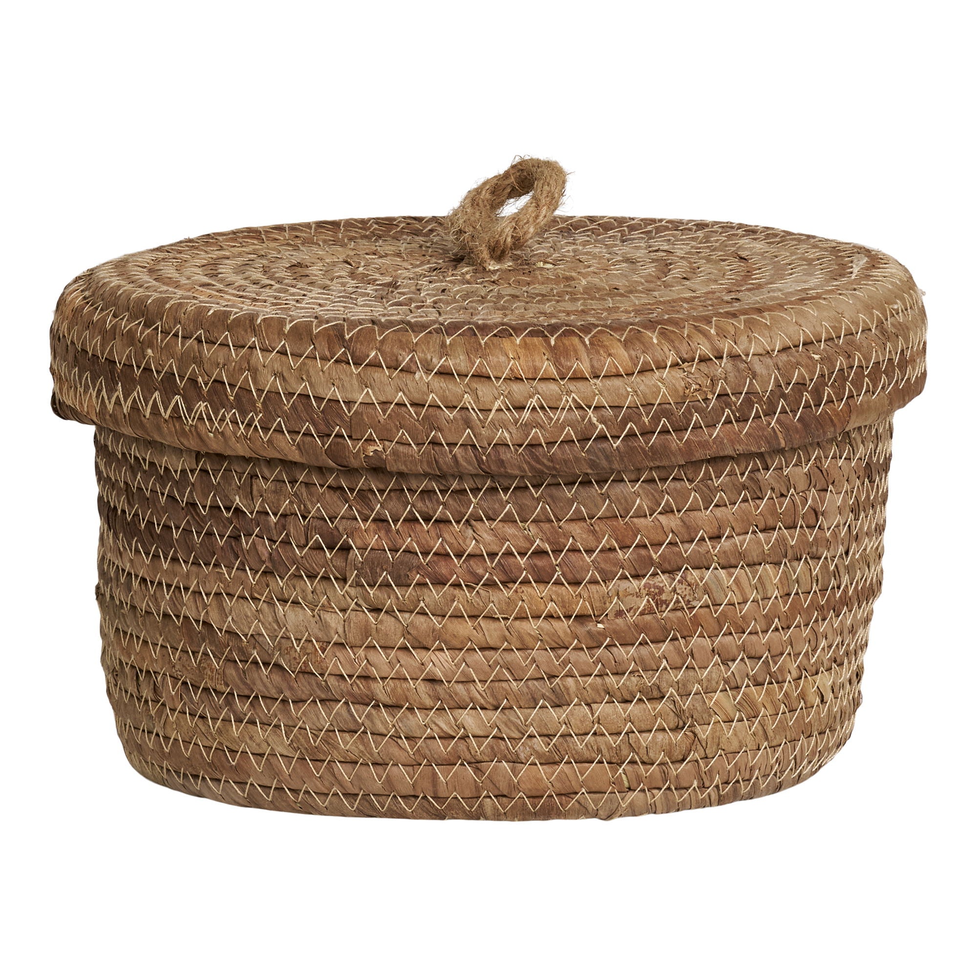Desio – Körbe mit Deckel aus Bananenblatt, natur, Set aus 2