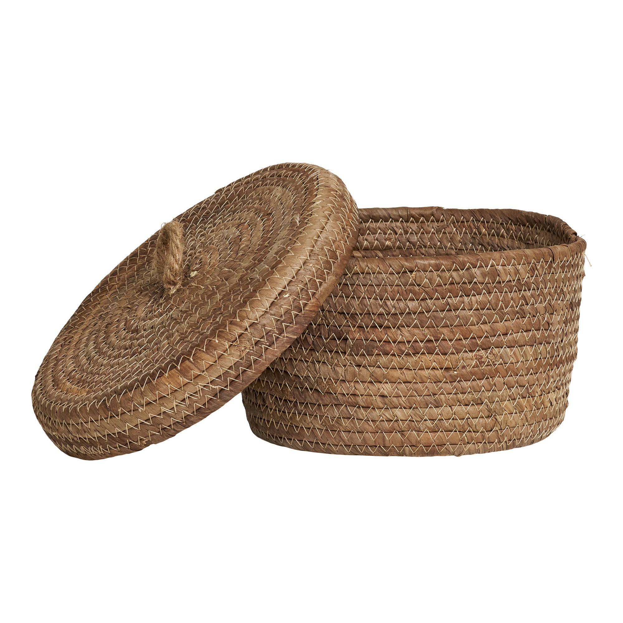 Desio – Körbe mit Deckel aus Bananenblatt, natur, Set aus 2