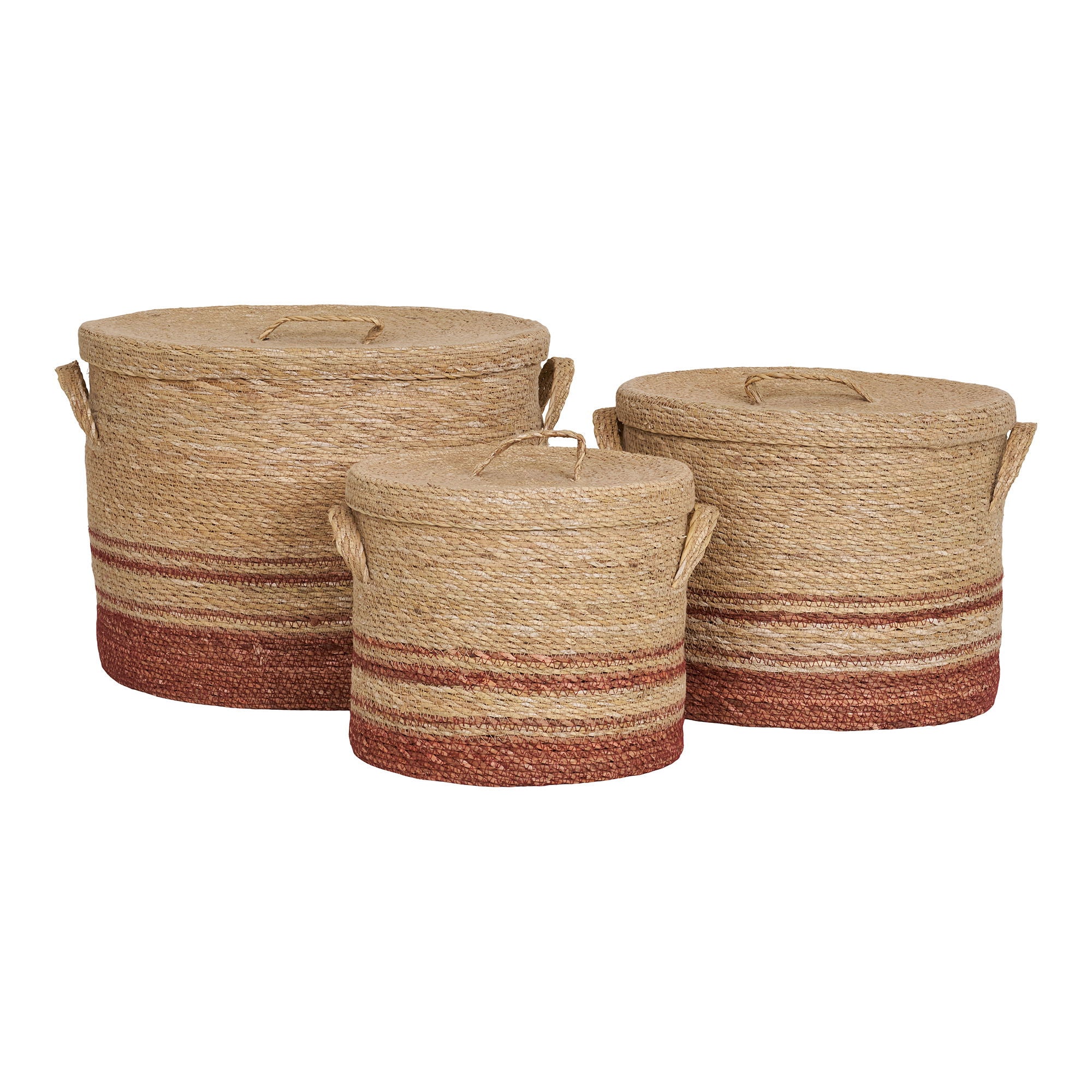 Budoni – Korb-Set aus Seegras, natur/braun, 3-teilig