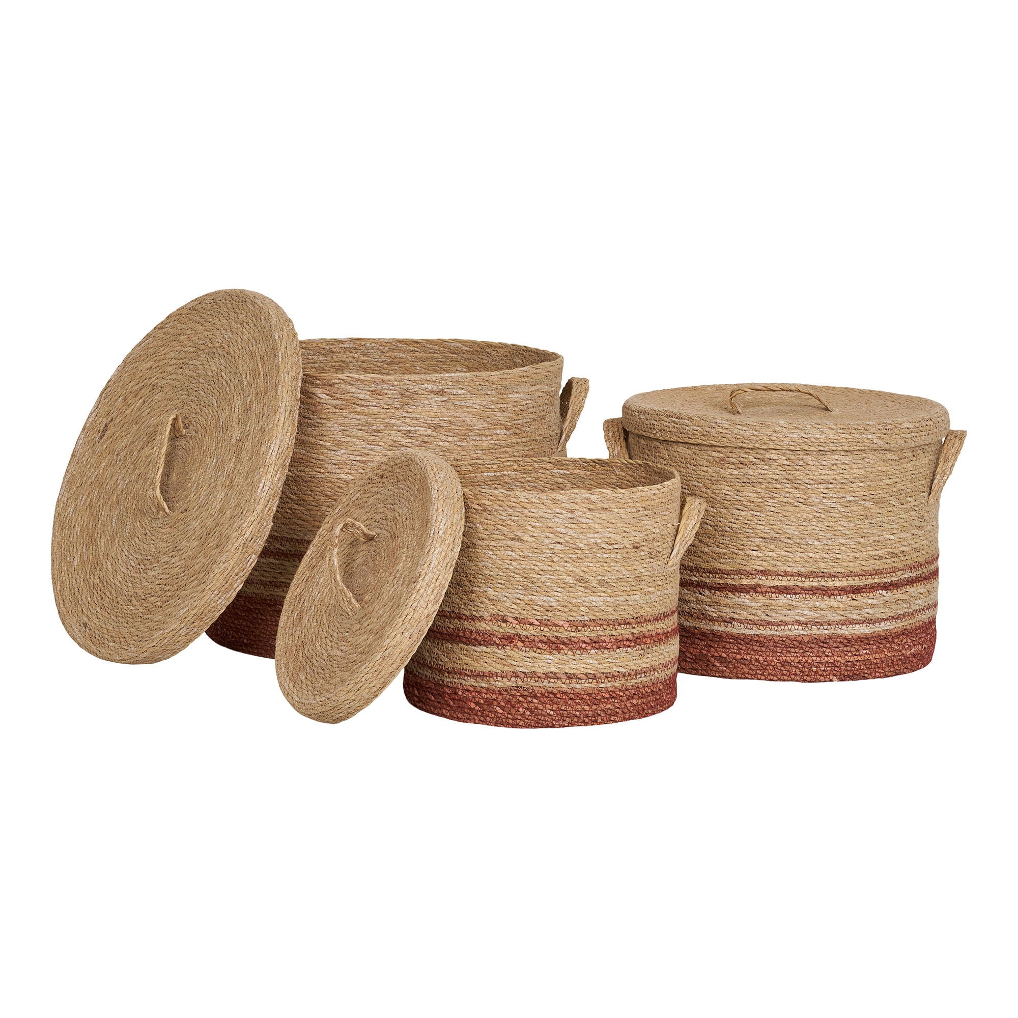 Budoni – Korb-Set aus Seegras, natur/braun, 3-teilig