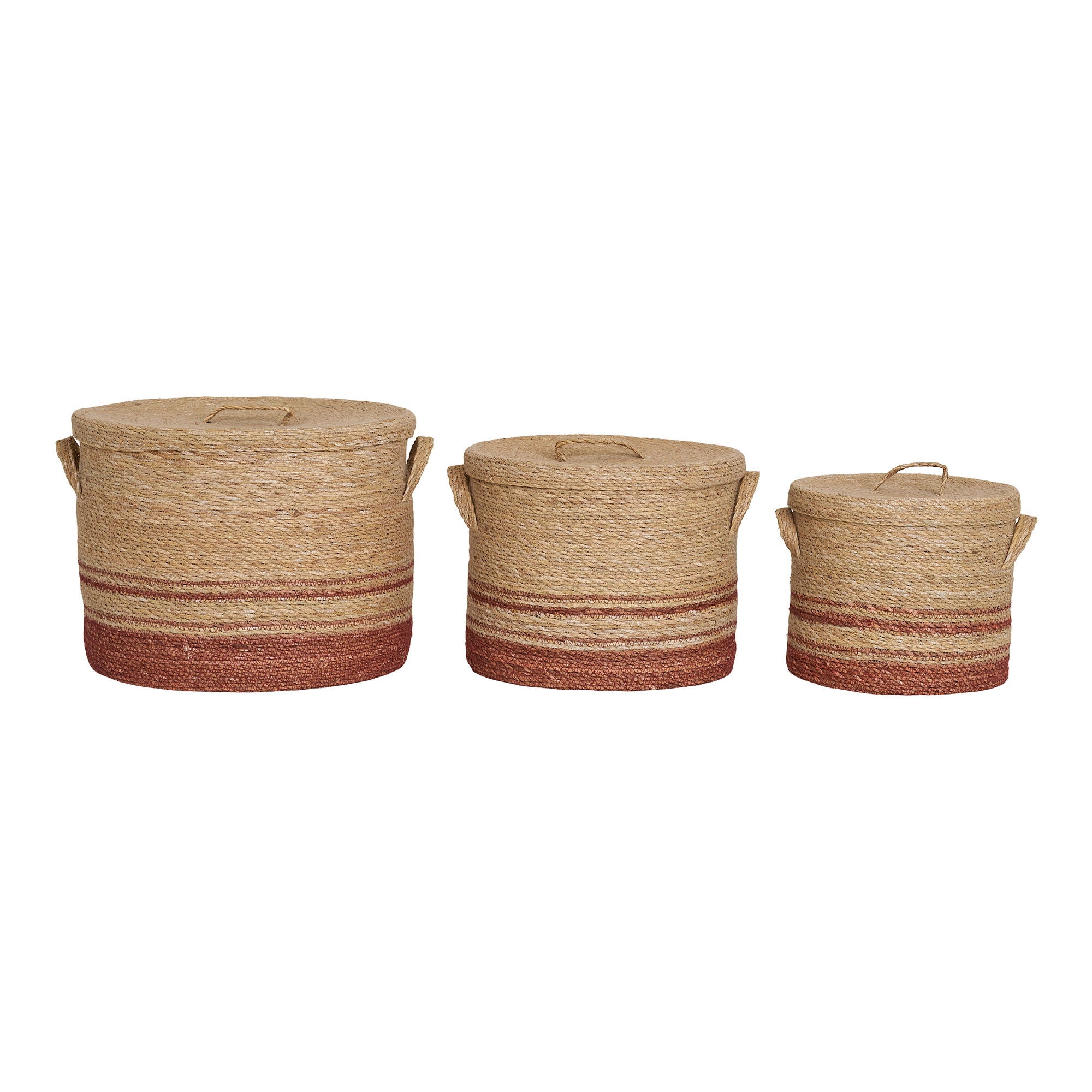 Budoni – Korb-Set aus Seegras, natur/braun, 3-teilig
