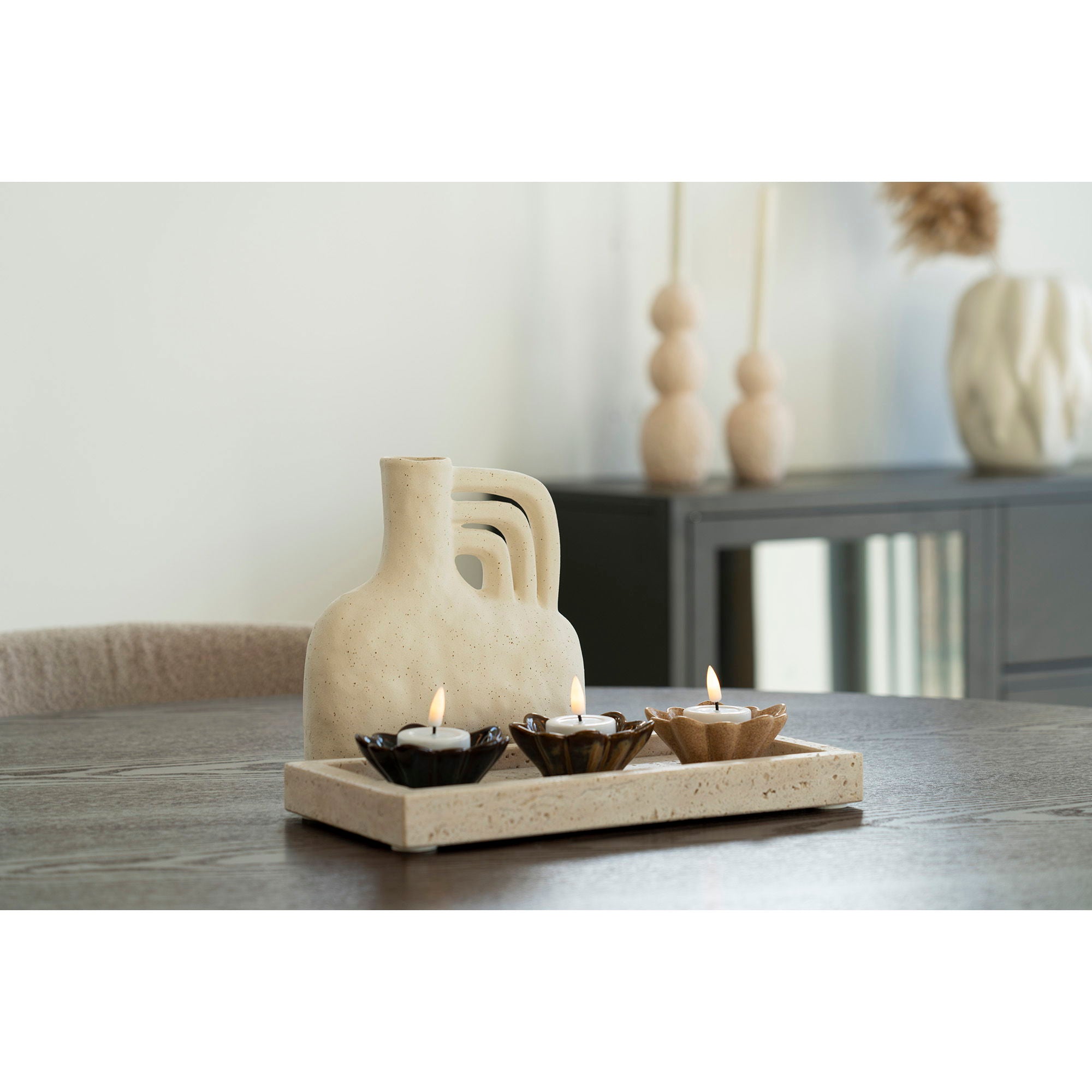 Bowl-Set „Blossom“ – Keramik, beige/braun/dunkelbraun, Ø8,5 cm, 3er-Set