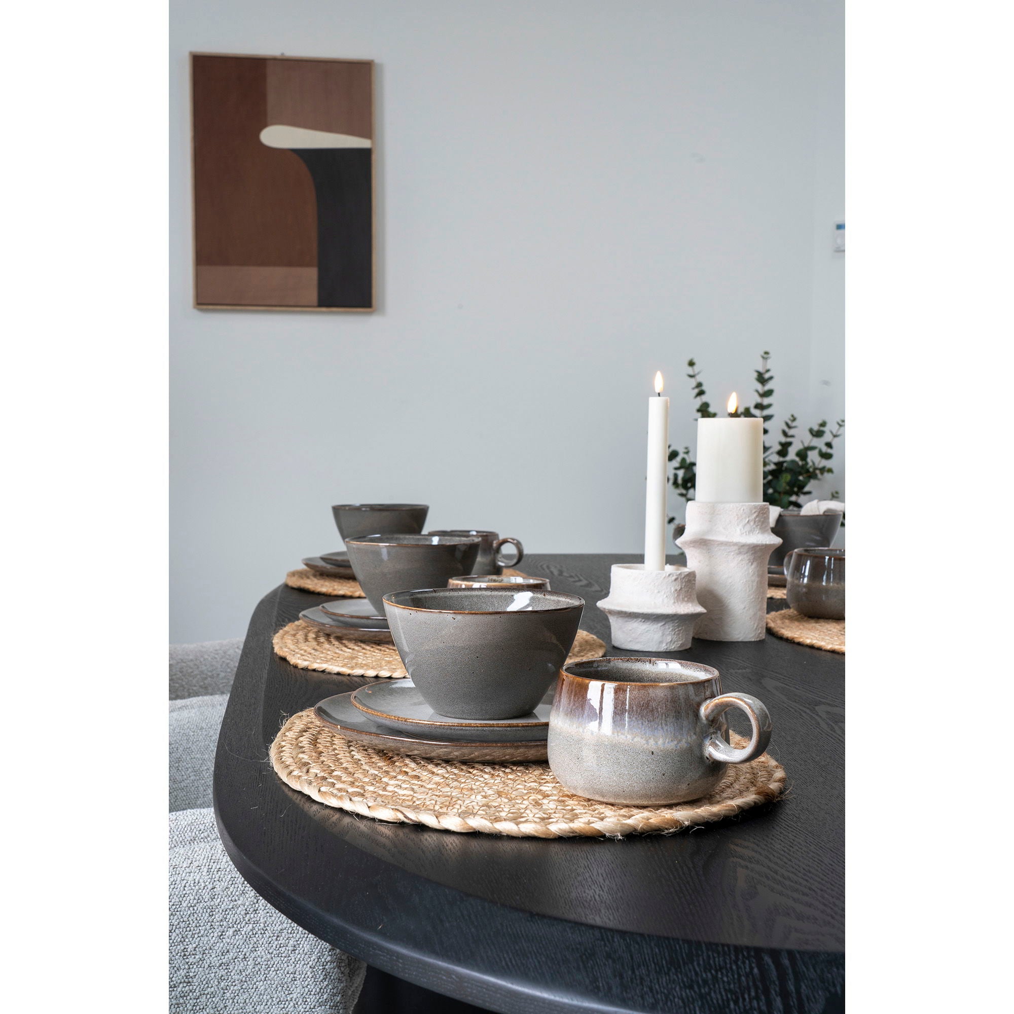Kerzenhalter aus Zement, weiß, Set aus 2
