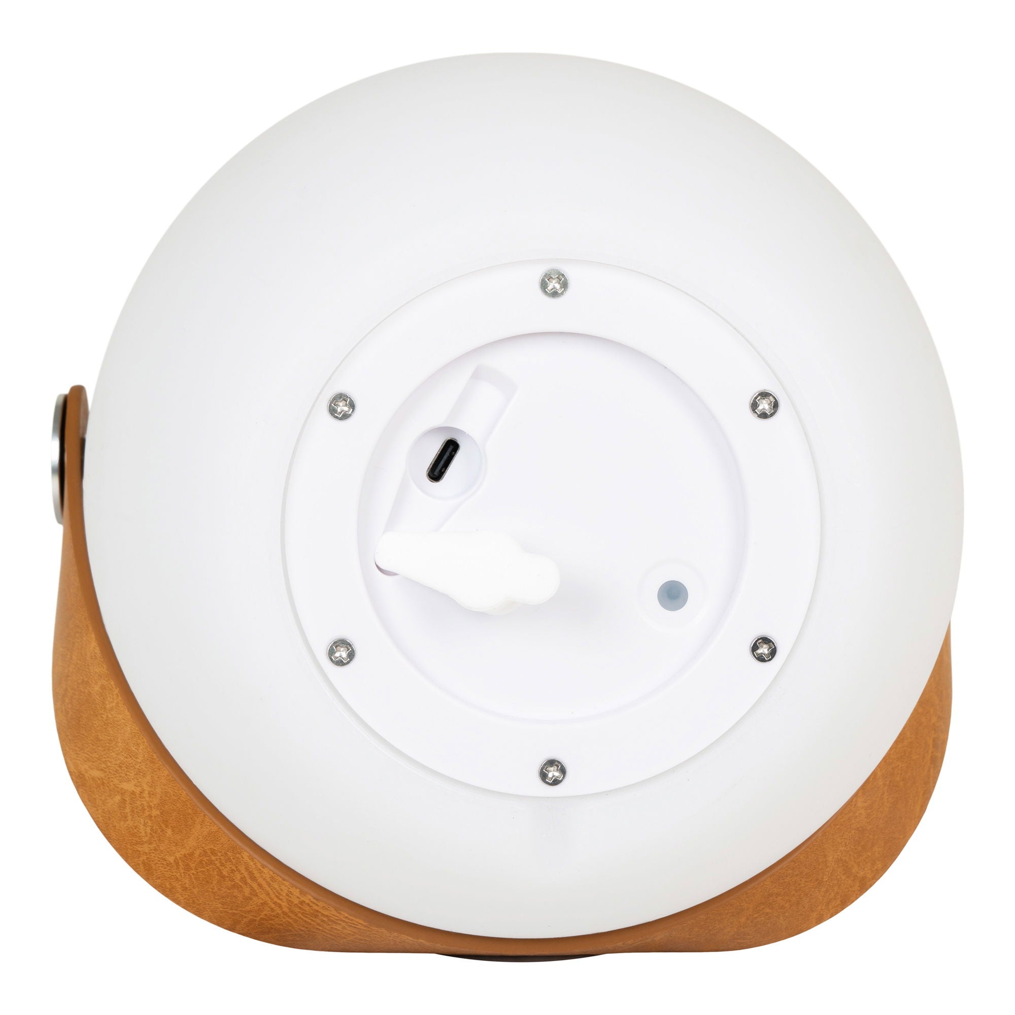 Cardiff LED Lampe – weiß, PE, wiederaufladbar, mit Tragegriff & Bluetooth-Lautsprecher, Ø18×21 cm