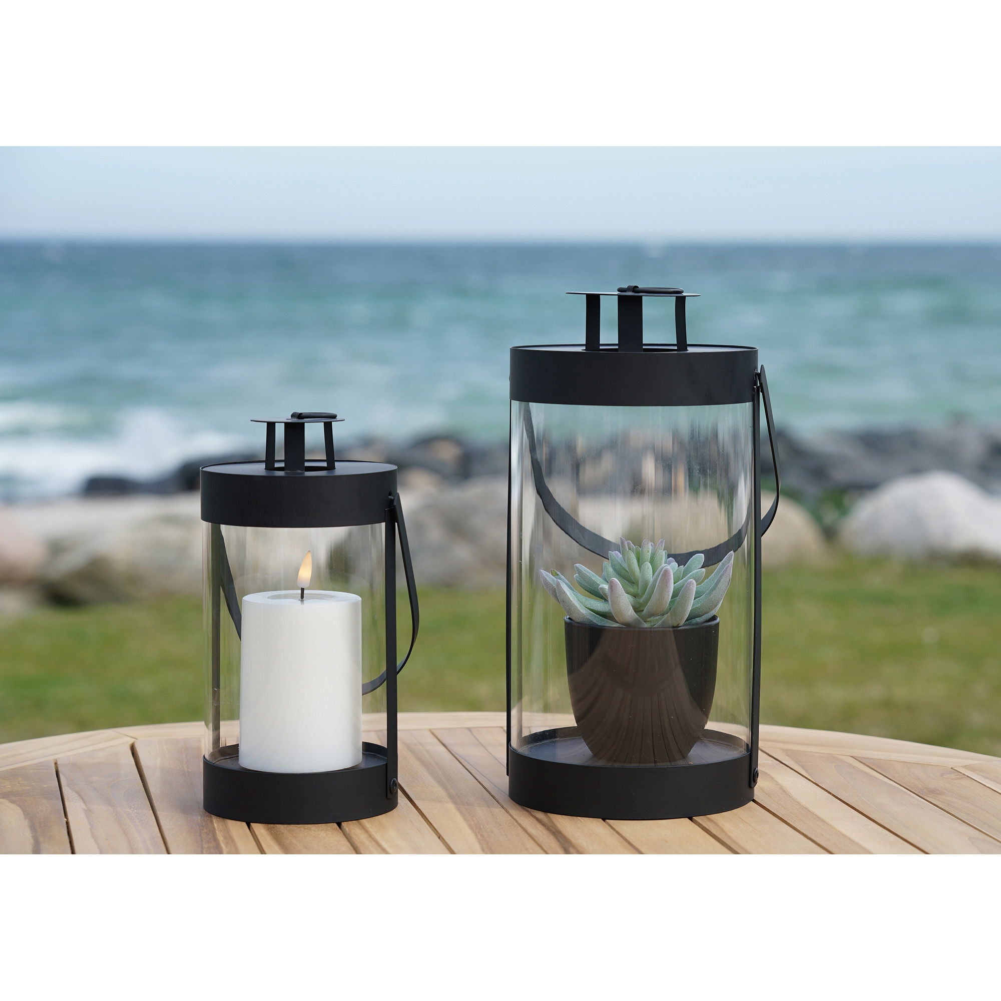Bondi Laternen – 2er-Set, Stahl & Glas, schwarz