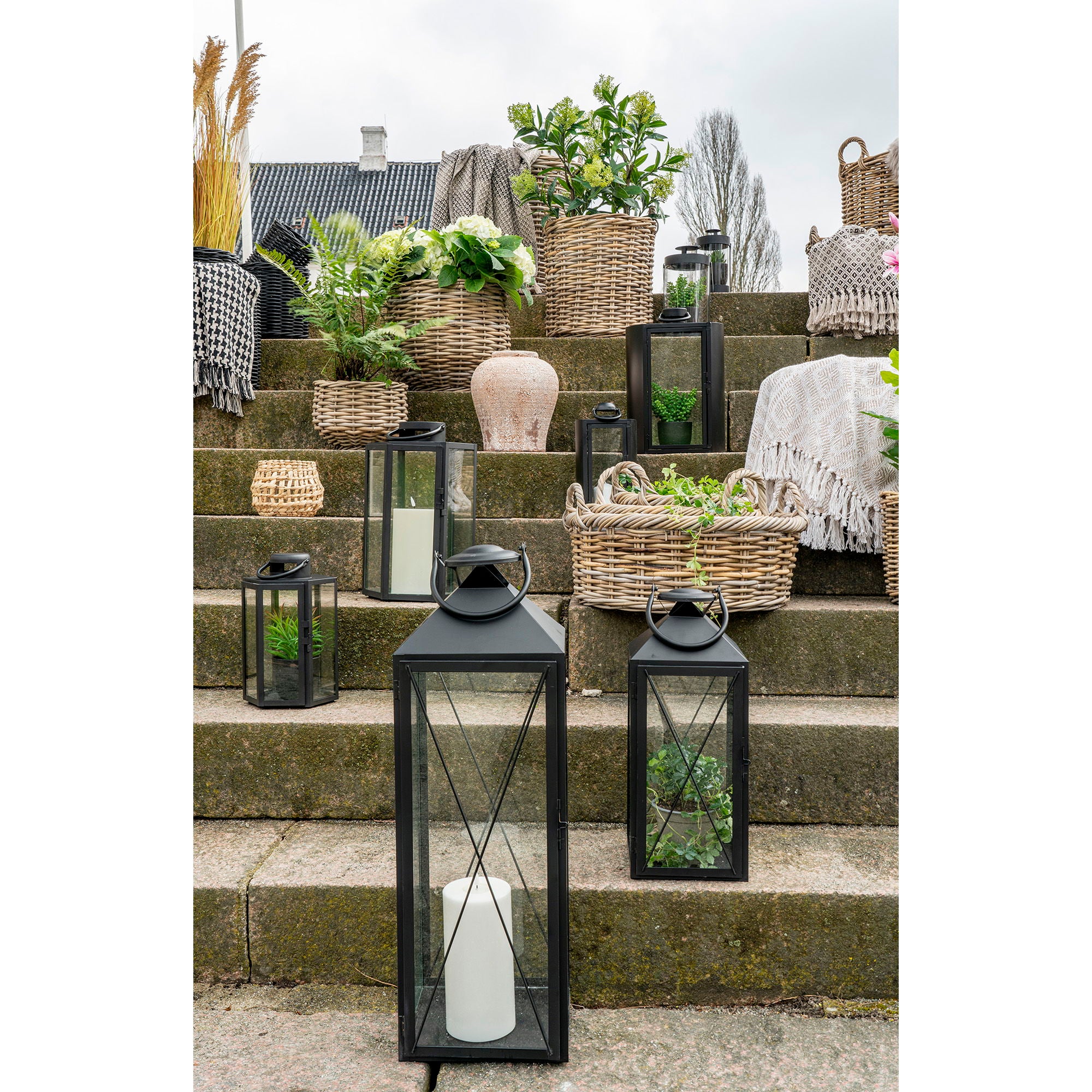 Casa Laternen – 2er-Set, Stahl & Glas, schwarz