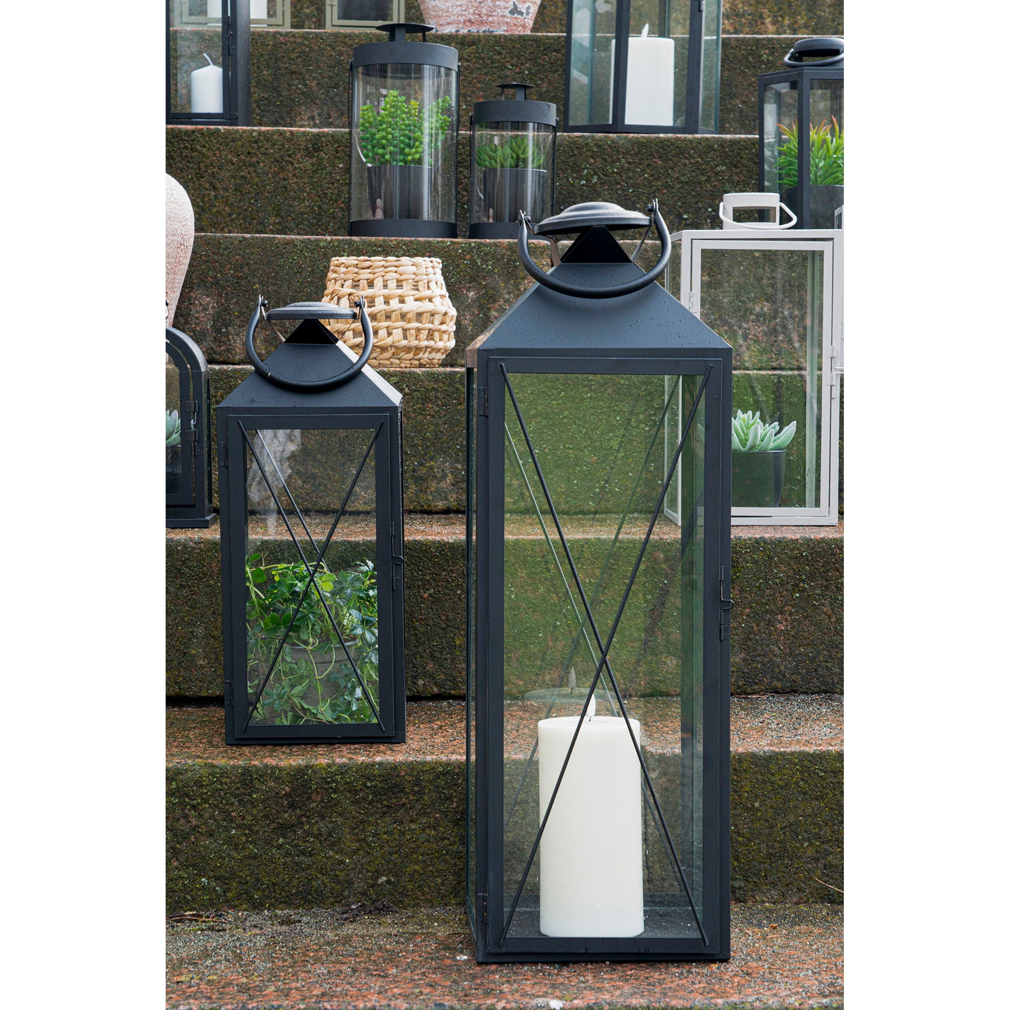 Casa Laternen – 2er-Set, Stahl & Glas, schwarz