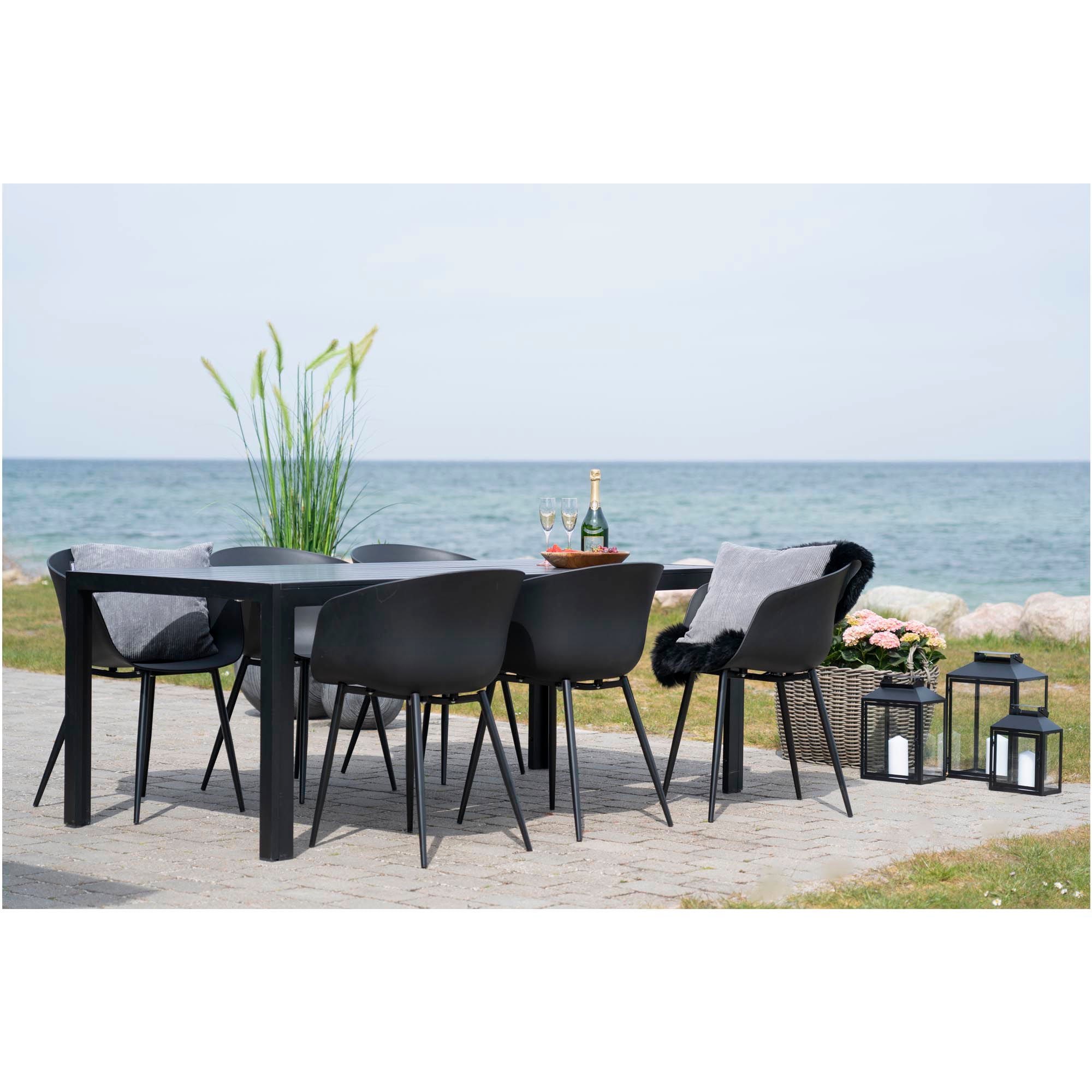 Roda Esszimmerstuhl 2er Set – schwarz, PP & Stahl, für drinnen & draußen