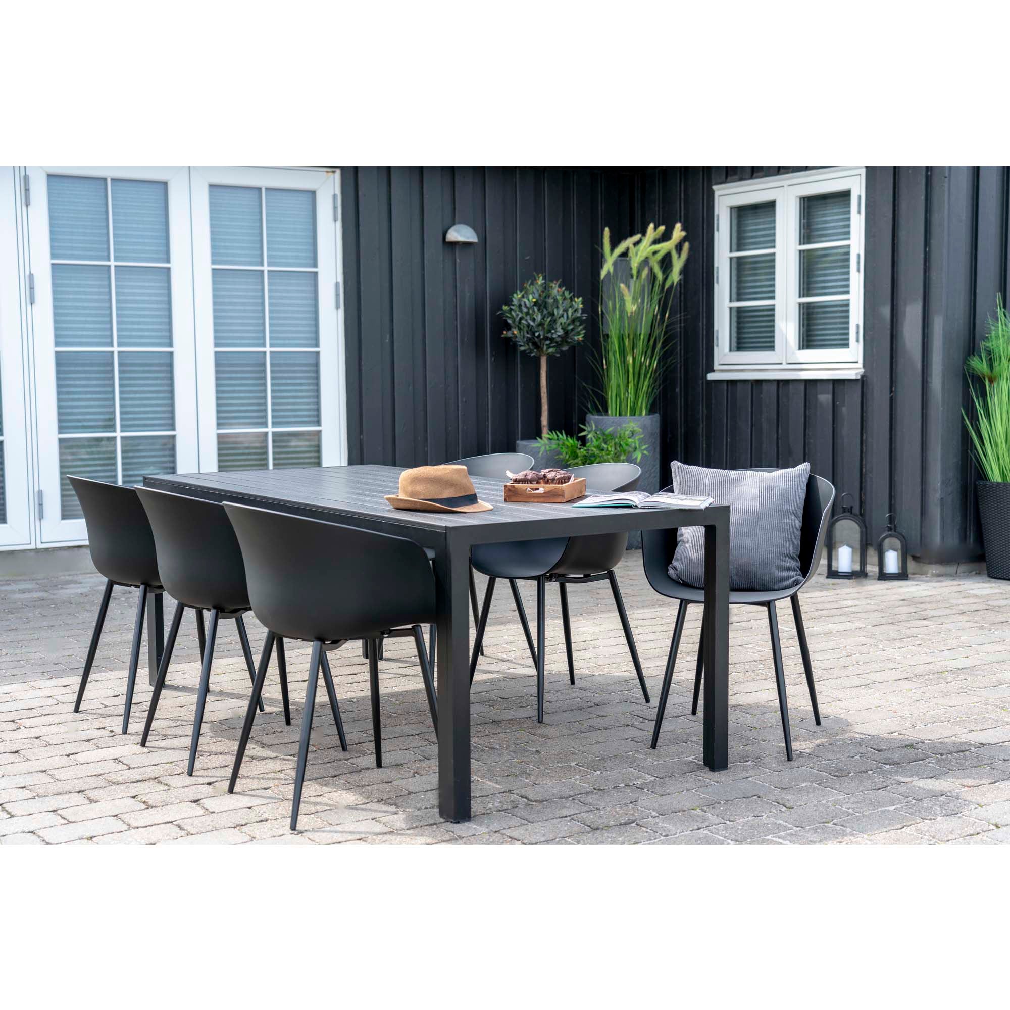 Roda Esszimmerstuhl 2er Set – schwarz, PP & Stahl, für drinnen & draußen