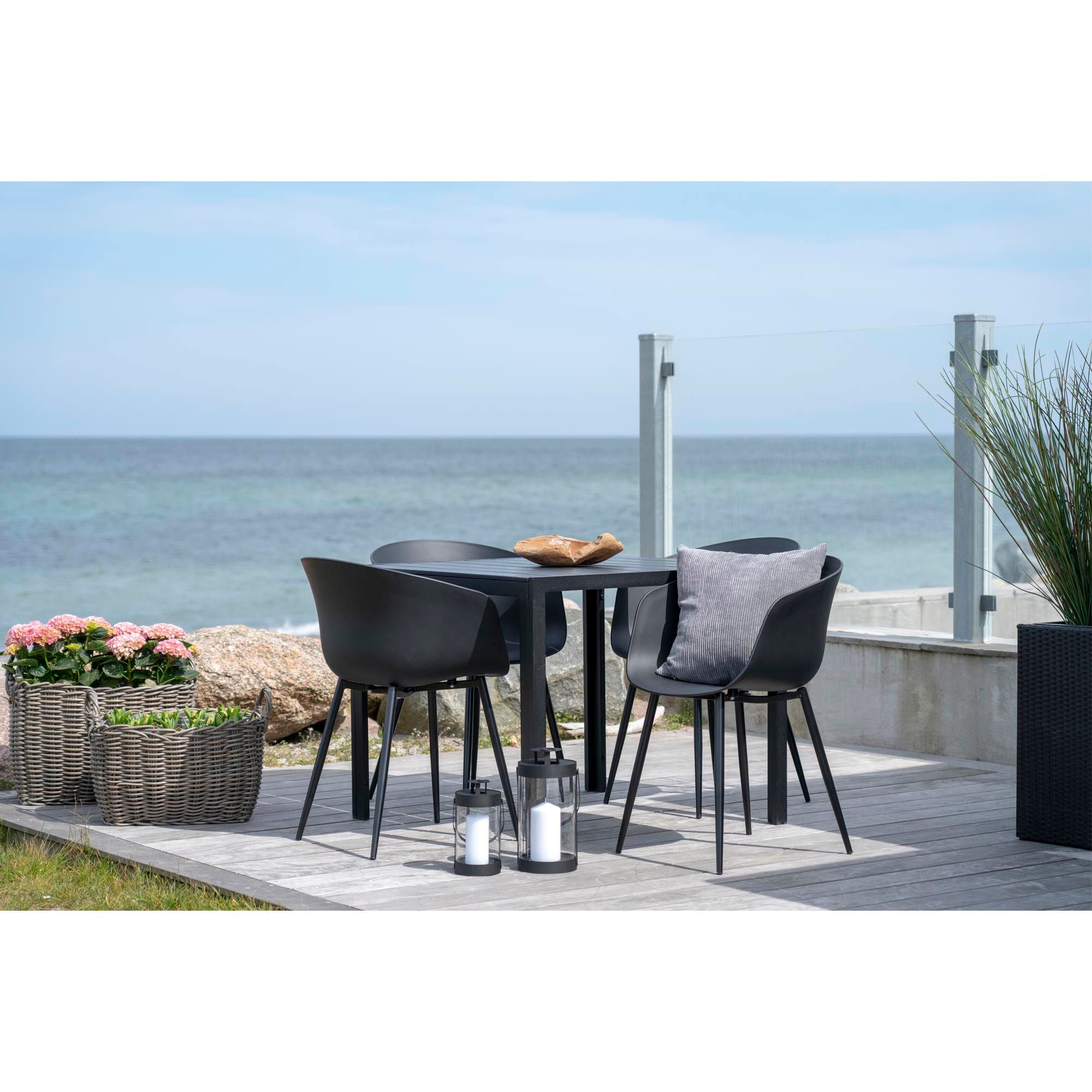 Roda Esszimmerstuhl 2er Set – schwarz, PP & Stahl, für drinnen & draußen
