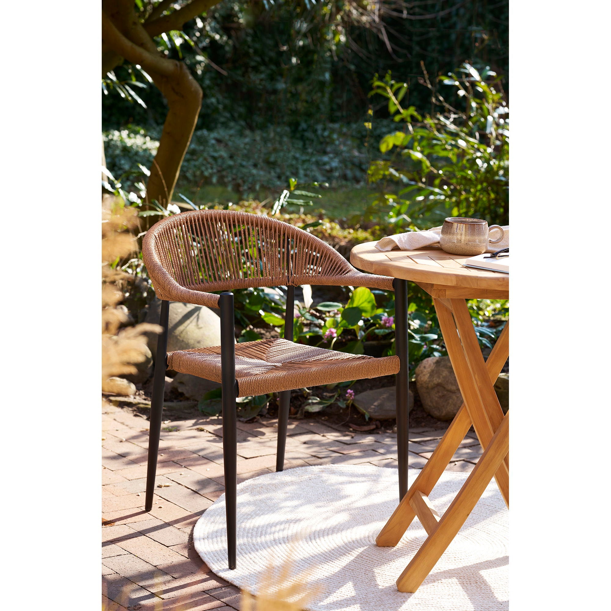 Canari Gartenstuhl 2er Set – PE-Rattan & Aluminium, natur/schwarz