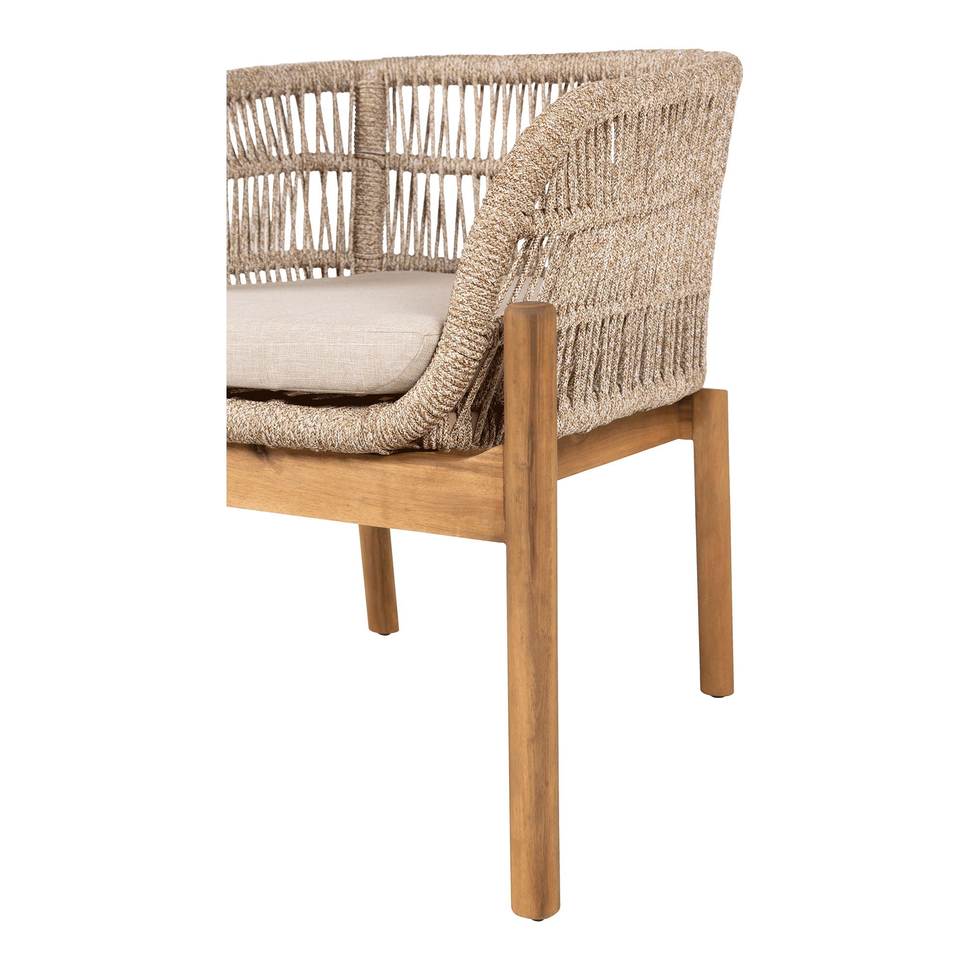 Terracina Gartenstuhl – Akazie, Seil & Stahl, inkl. Kissen, Beige