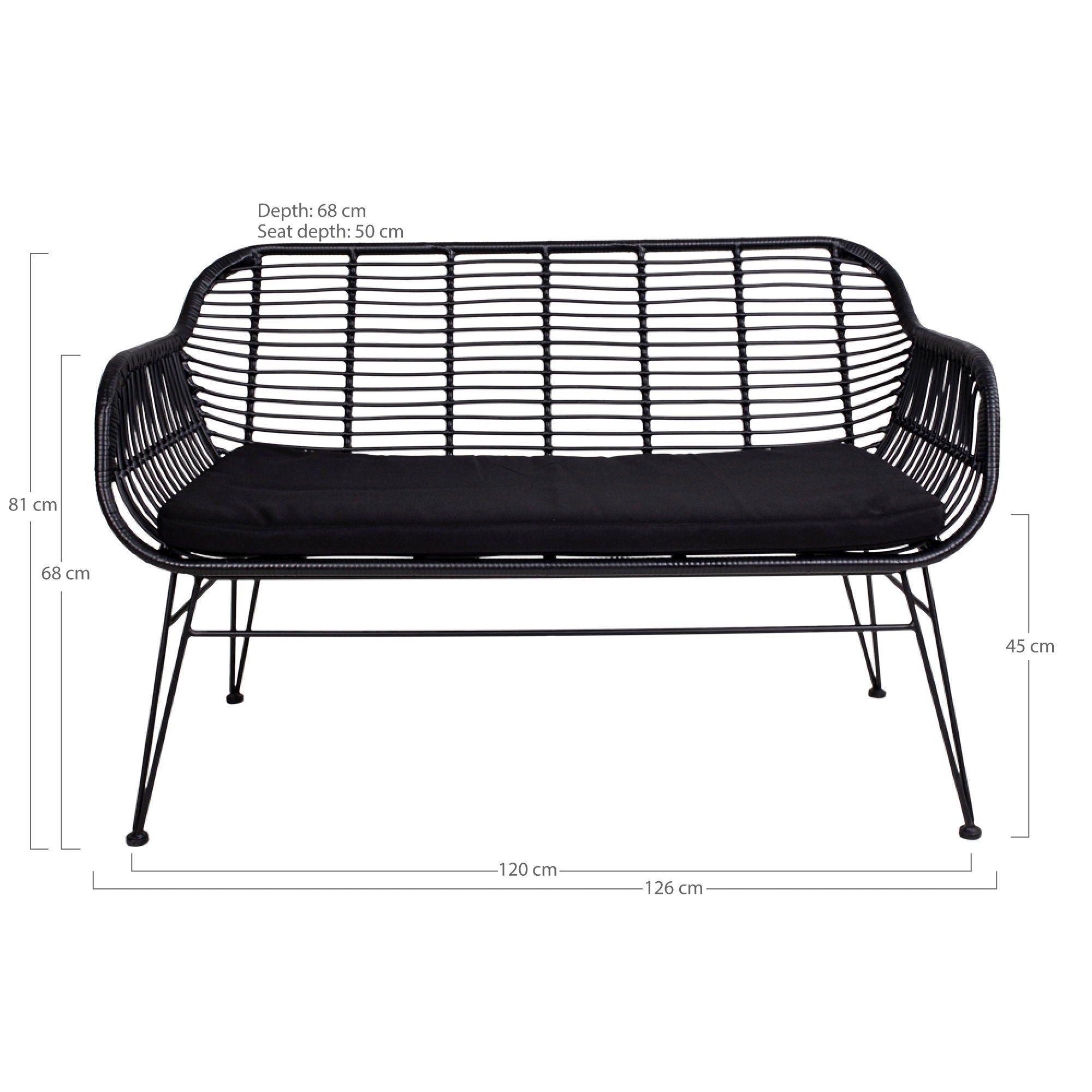 Trieste Sofa – 2-Sitzer in Polyrattan mit Kissen