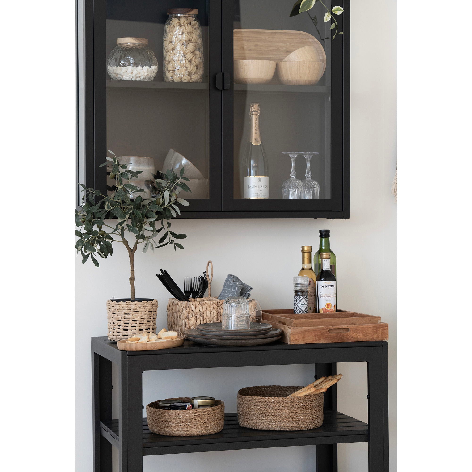 Taormina Teewagen – Aluminium & Nonwood (PE), schwarz, 3 Ablagen