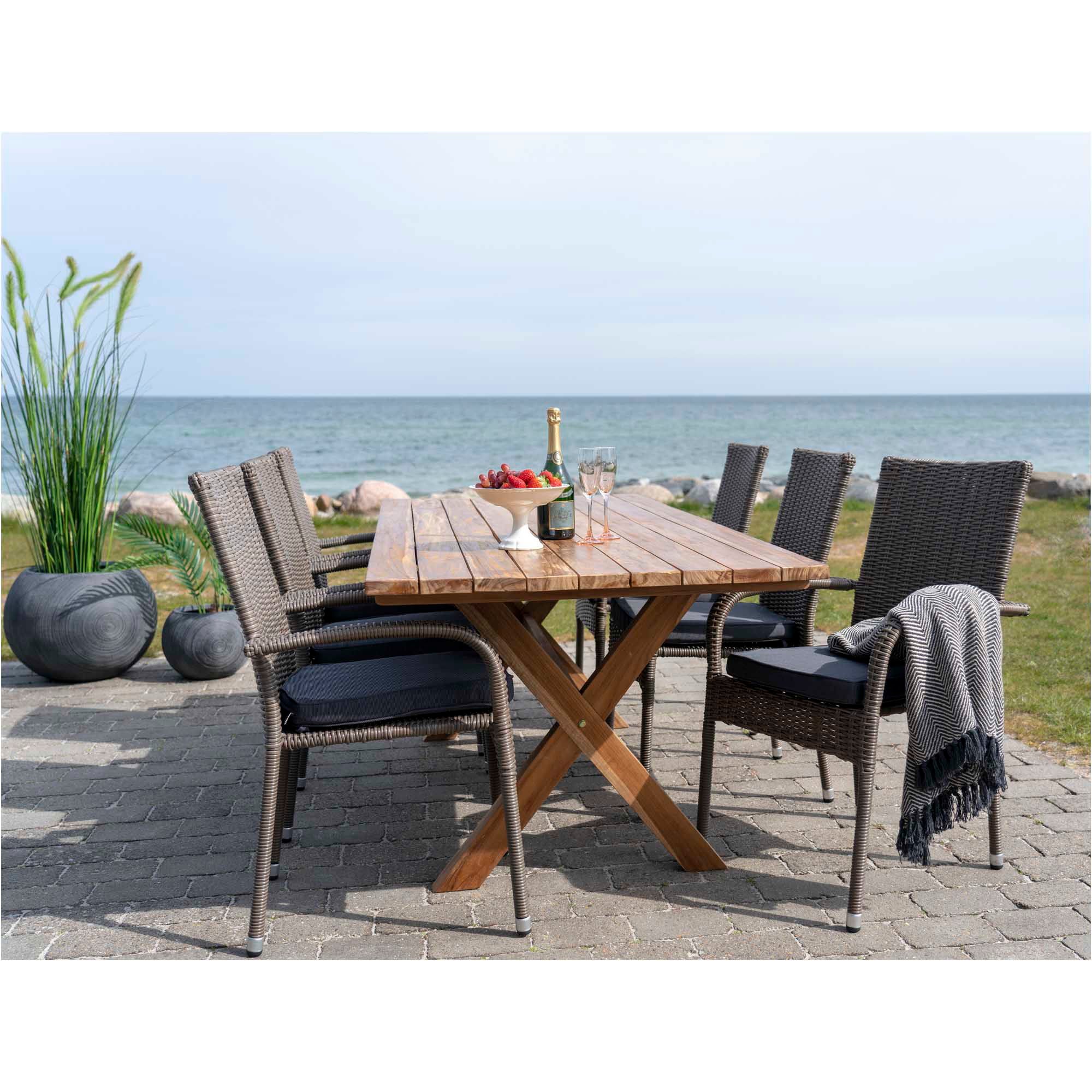Murcia Esstisch – 200×90 cm, Teakholz, natur