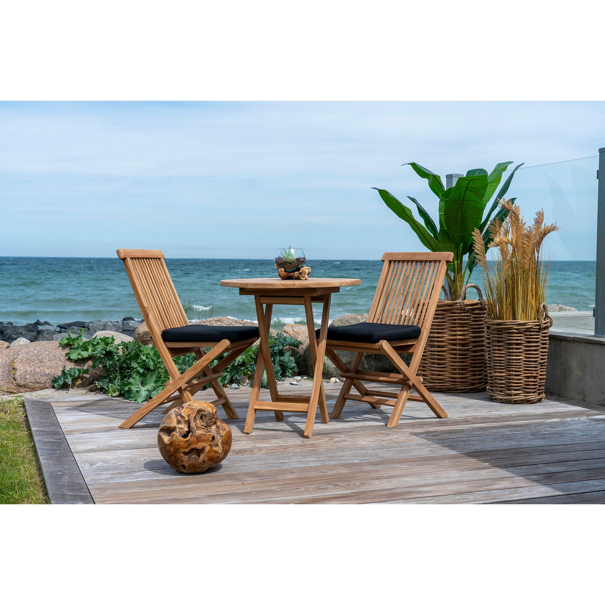 Oviedo Outdoor Beistelltisch – Ø70 cm, Teakholz, natur