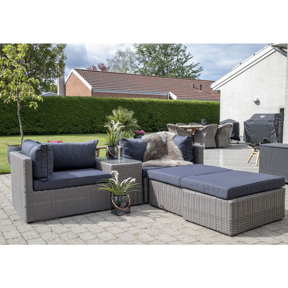 Rossi Lounge Set – Gartenlounge aus Polyrattan, Grau
