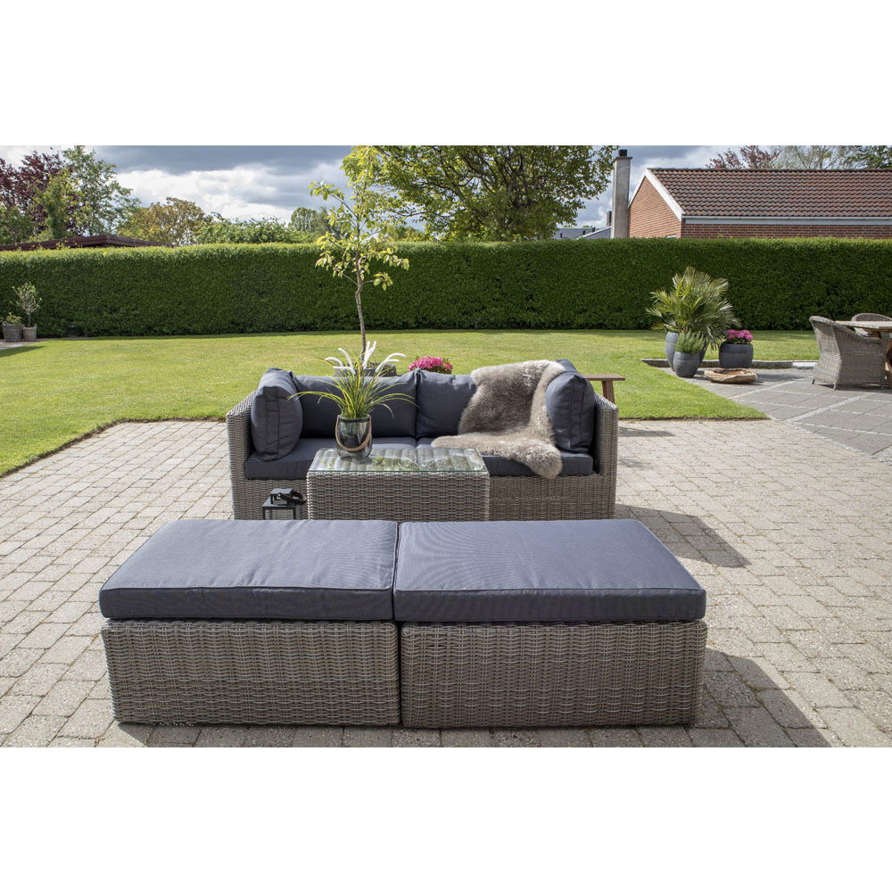 Rossi Lounge Set – Gartenlounge aus Polyrattan, Grau
