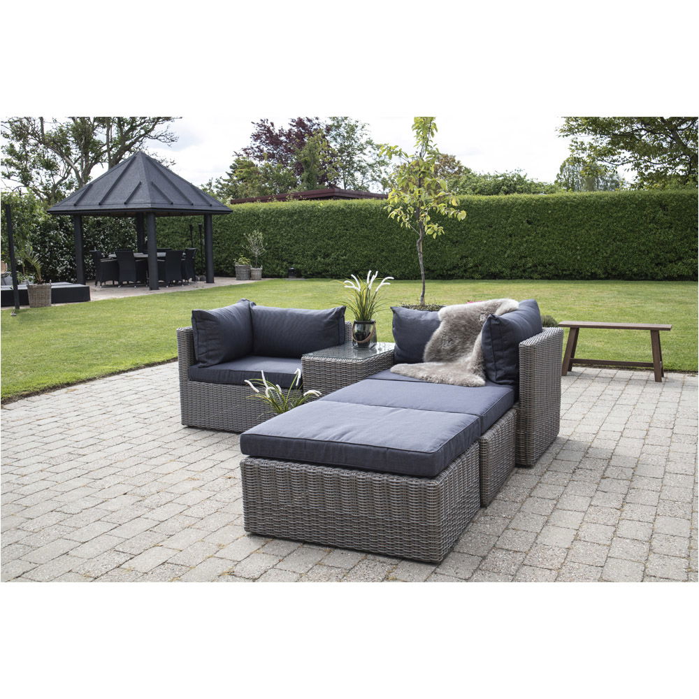 Rossi Lounge Set – Gartenlounge aus Polyrattan, Grau