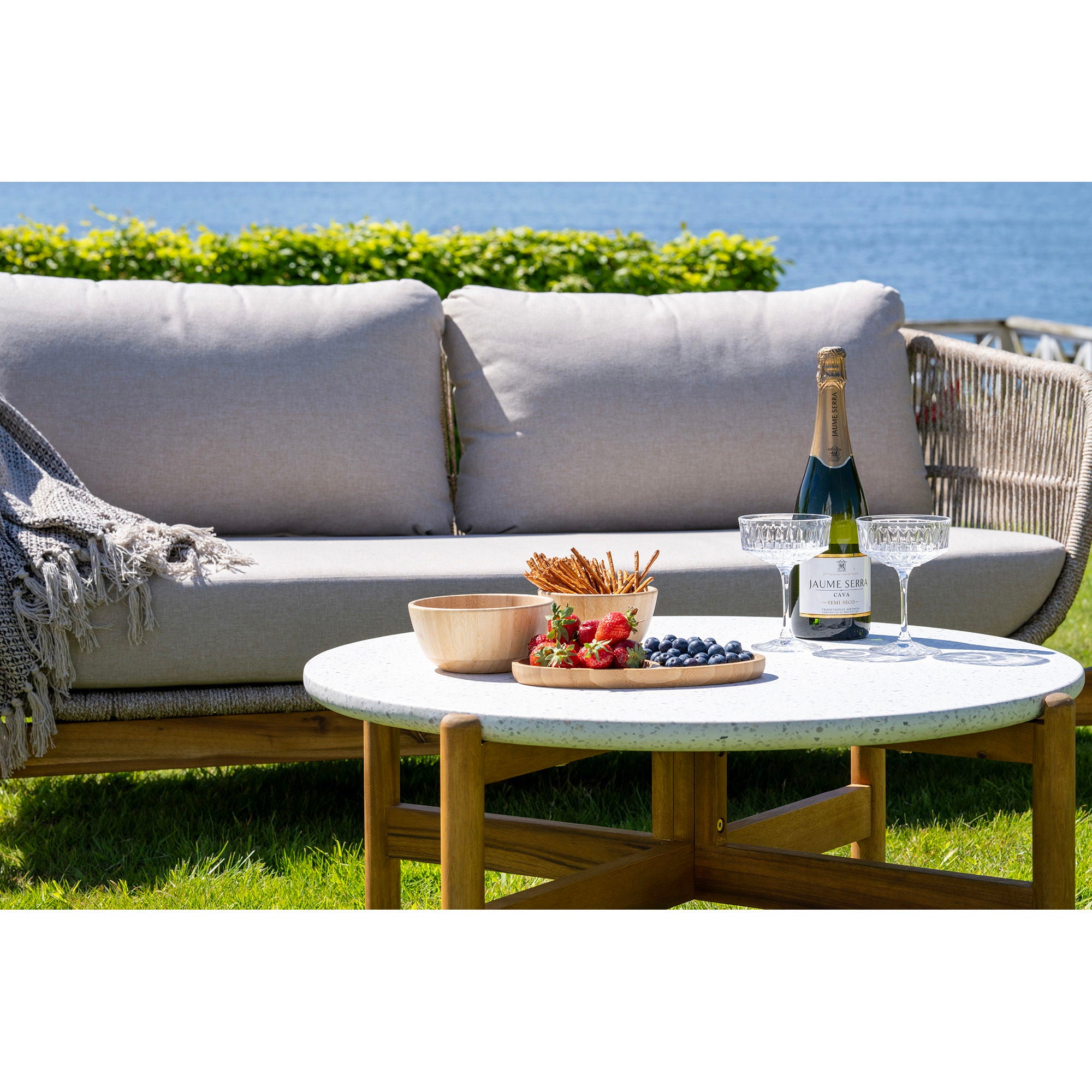 Terracina – Lounge Set, Akazienholz, beige, inkl. Kissen