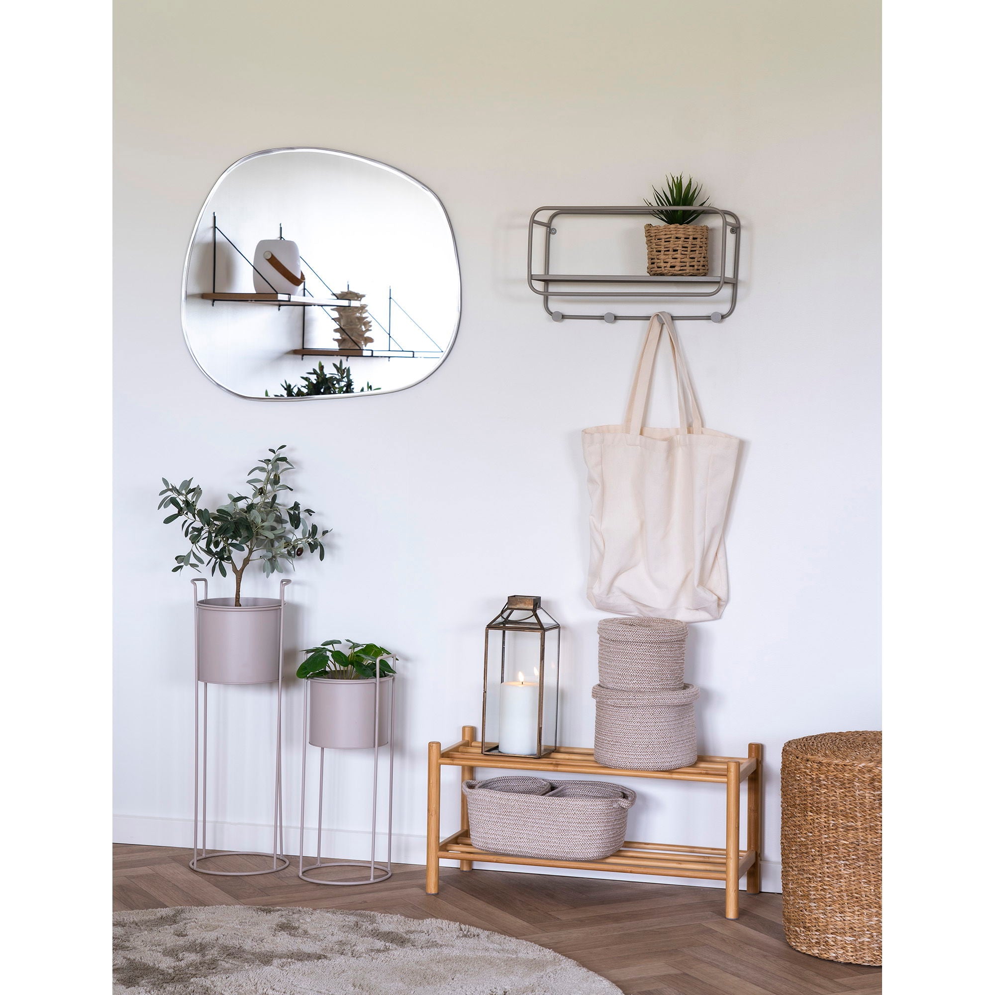 Rabo – Blumentopf-Set, Stahl, Beige, 2-teilig, H50/65 cm